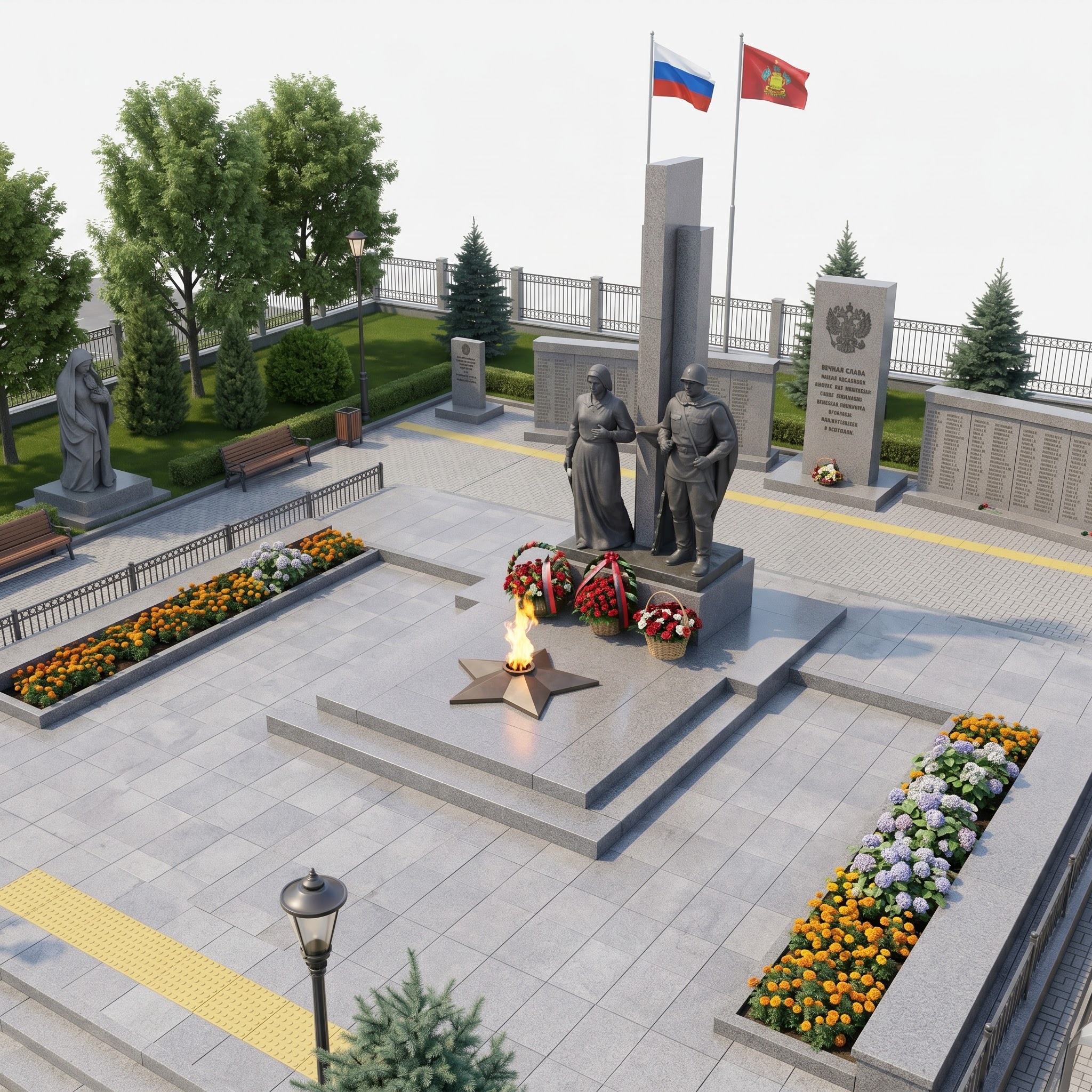 Центральный памятник в мемориальном комплексе