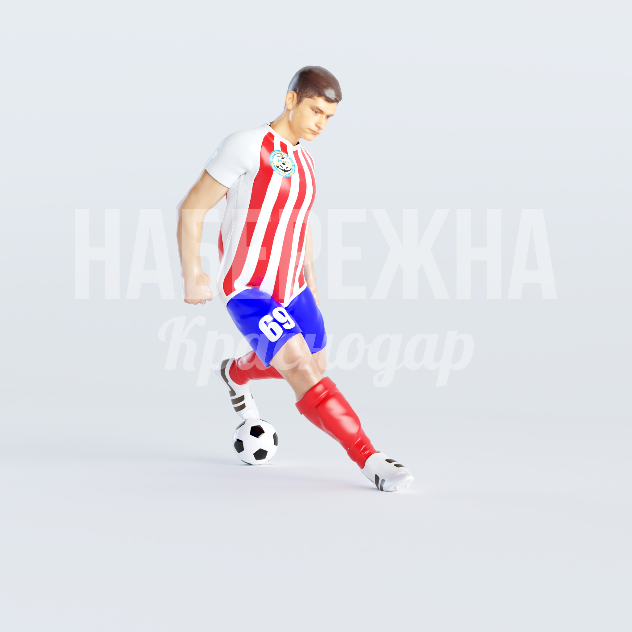 Футболист Tåluatva — купить, STF-22.030 | Набережна Футболист Tåluatva 950x12240x1750 мм. STF-22.030 Фигура футболиста в полный рост для оформления спортивных зон и стадионов. Привлекает внимание посетителей.