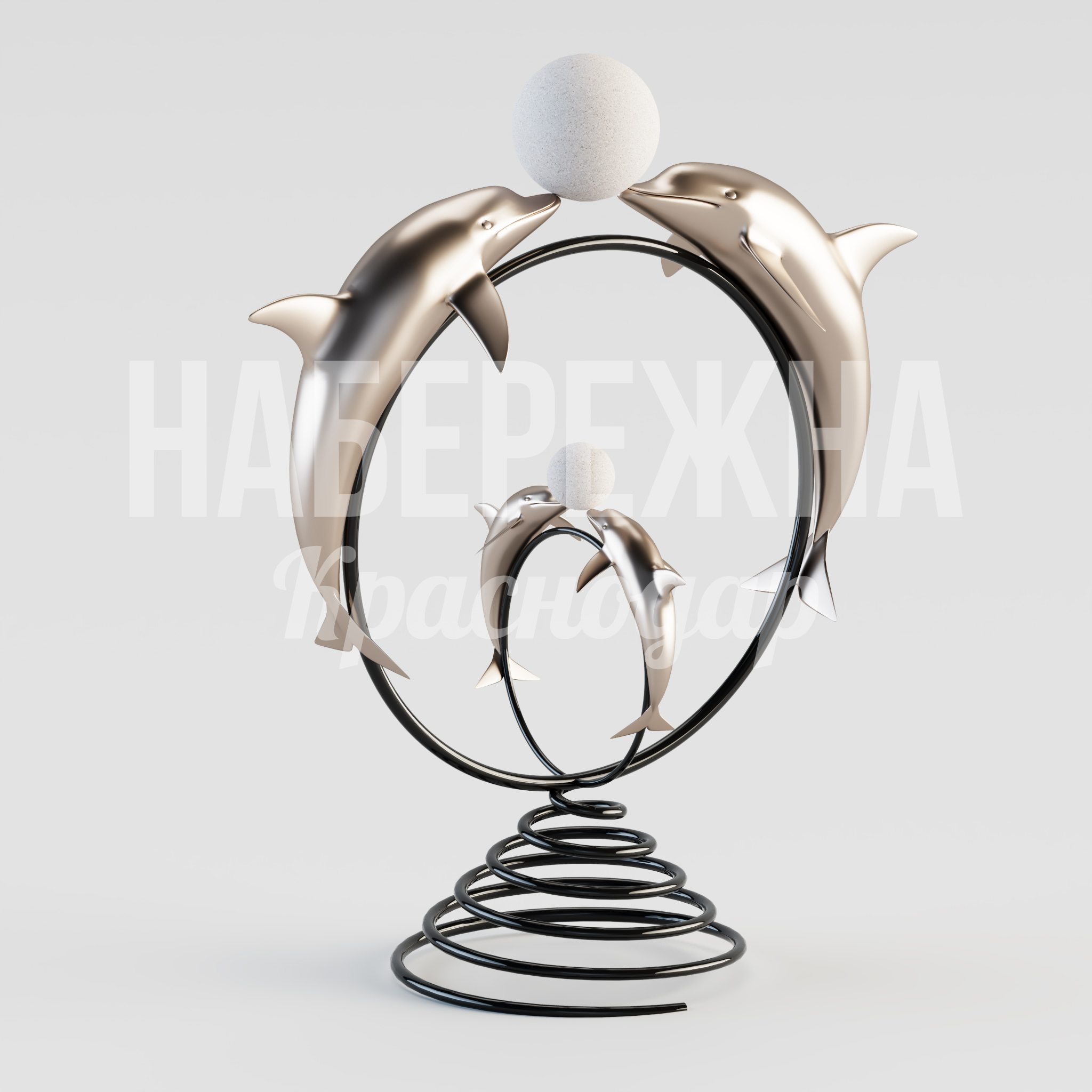 Арт объект дельфины Goemtil — купить, ART-23.024 | Набережна Арт объект дельфины Goemtil - купить, 830x1550x1800 мм, Металл