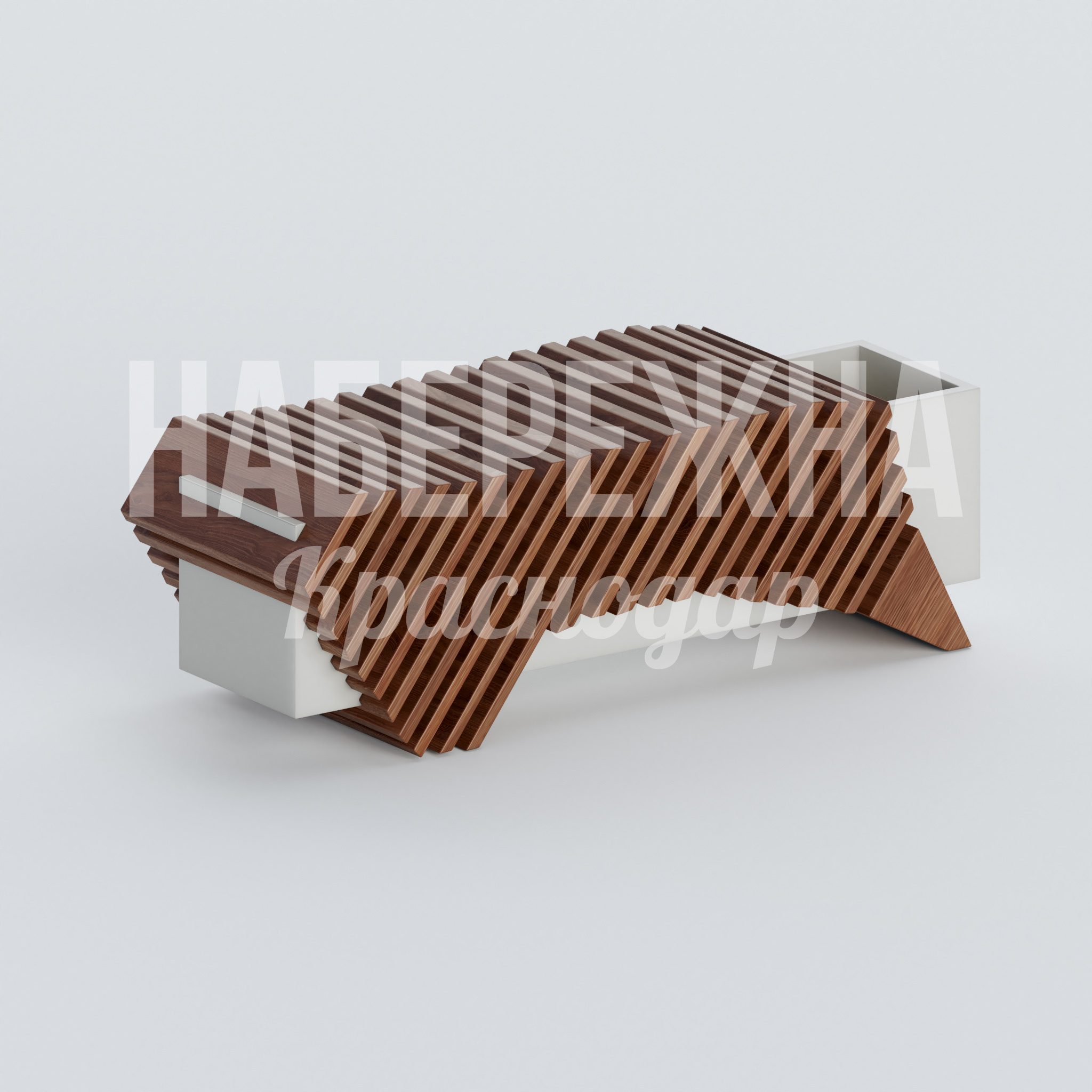 Лавка Jio 500x1300x420 мм. ASK-20.072 Лавка с рельефным сиденьем из композитных планок на бетонном основании. Не требует обслуживания, стойка к вандализму.