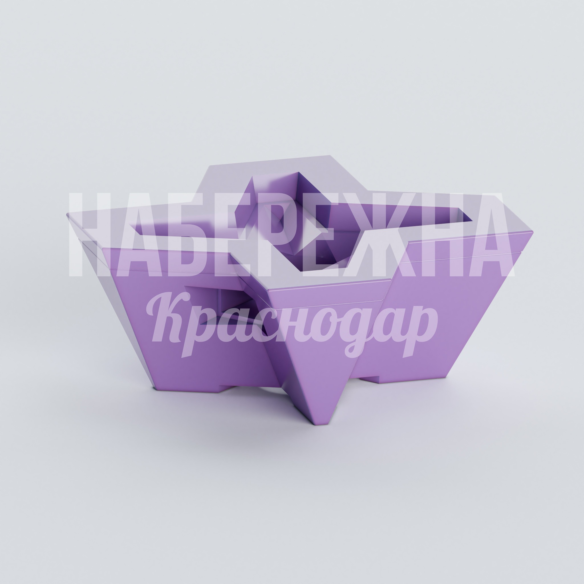 Вазон Ukta 1200x1200x450 мм. ASK-20.096 Вазон с геометричным дизайном и усиленным корпусом. Вместительная чаша для крупных растений, стойкость к осадкам.