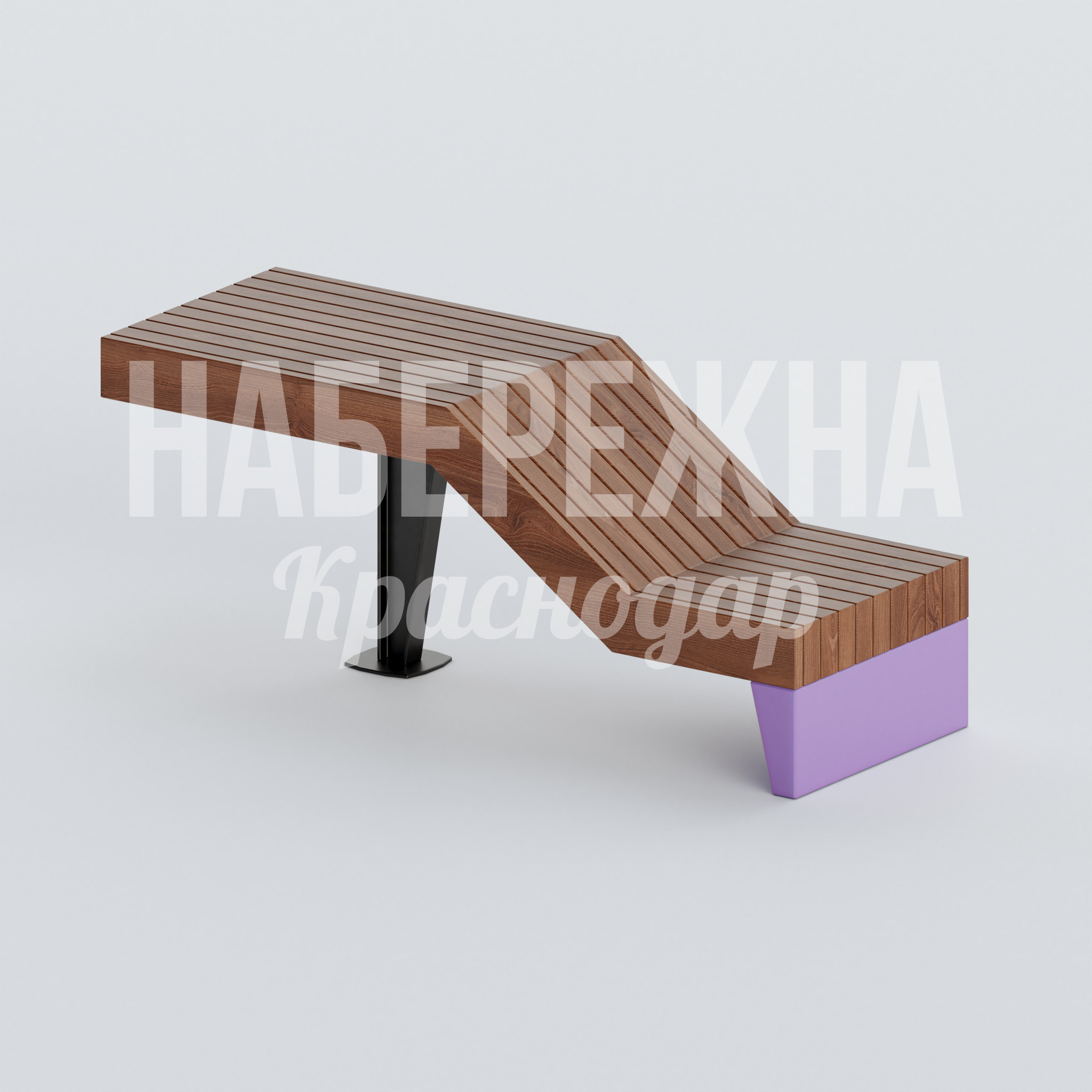 Скамейка Keapja 759x2100x790 мм. ASK-20.126 Скамейка с волнообразной конструкцией и деревянными планками. Выдерживает высокие нагрузки, устойчива к вандализму.