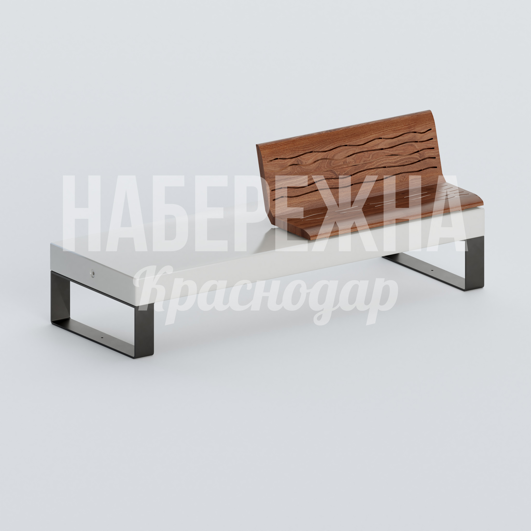 Скамейка Tipluhya 750x2100x770 мм. ASK-20.154 Скамейка со спинкой с рельефным декором под дерево. Стойкая к влаге и температурам. Подходит для парков и набережных.