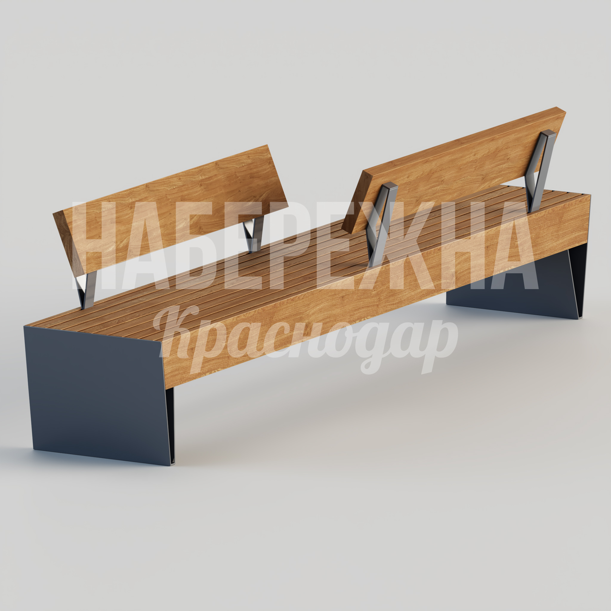 Скамейка Mijyod 630x3000x800 мм. MAF-24.074 Скамейка с откидной спинкой для двустороннего использования. Порошковая окраска в любой цвет RAL. Экономия пространства в парках.