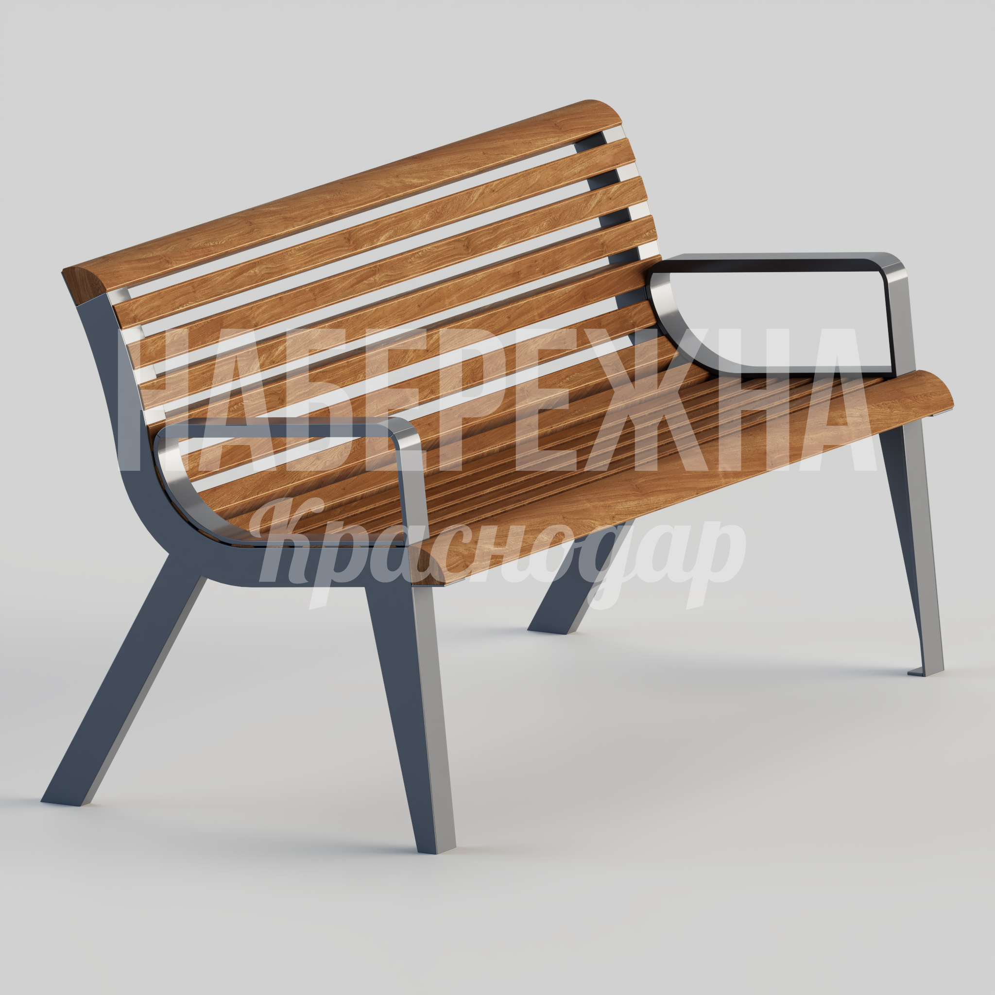 Скамейка Gegledå 700x1500x800 мм. MAF-24.080-1 Скамейка с массивными деревянными планками на стальном каркасе. Эргономичная спинка для длительного отдыха посетителей.