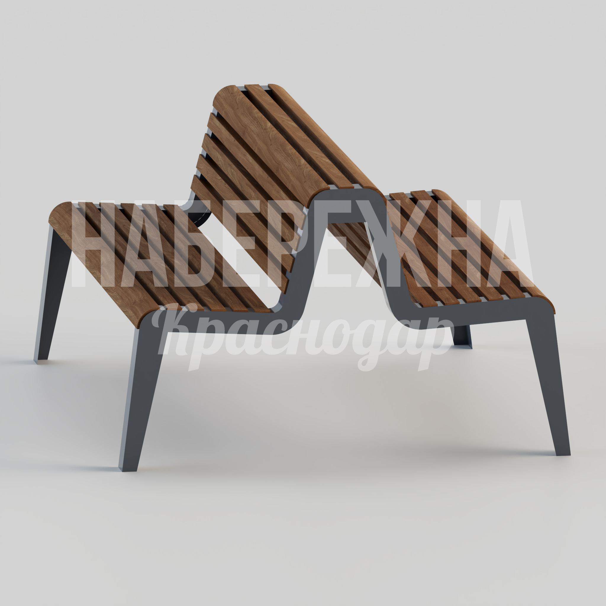 Двойная скамейка Faa - заказать, Скамейки, Металл, Дерево