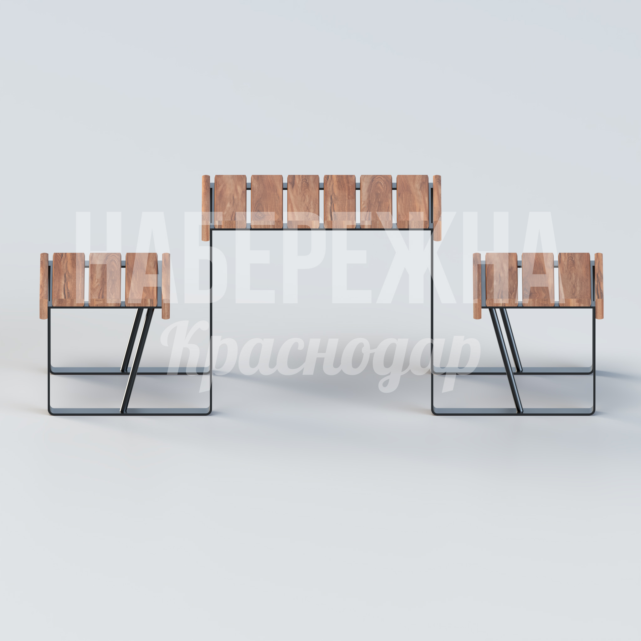 Парковый столик Yelbembö - купить, 700x2100x750 мм, Металл, Дерево