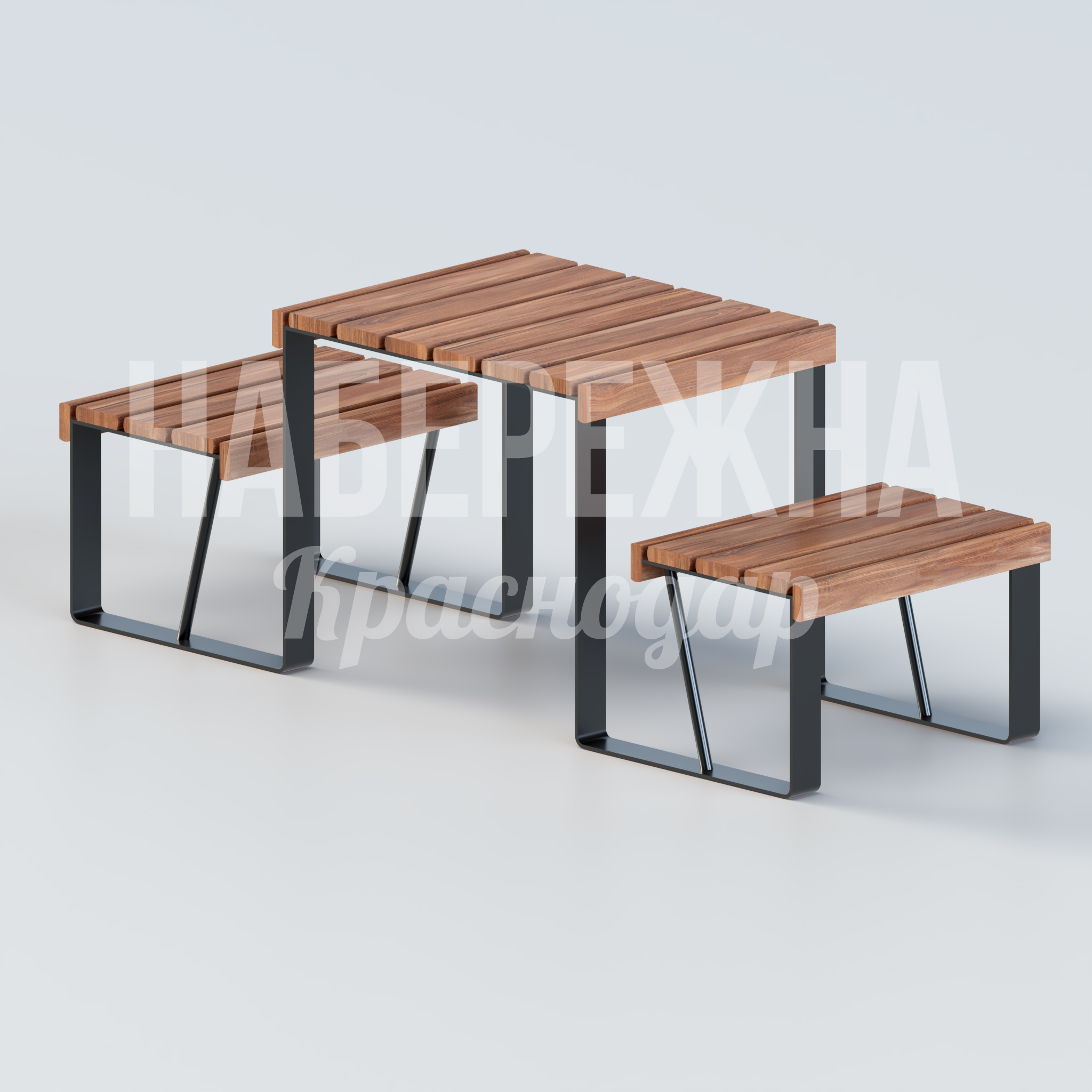 Парковый столик Yelbembö — купить, MAF-22.002 | Набережна Парковый столик Yelbembö 700x2100x750 мм. MAF-22.002 Парковый столик с ламелями из термообработанной древесины на стальном каркасе. Устойчив к влаге и нагрузкам.