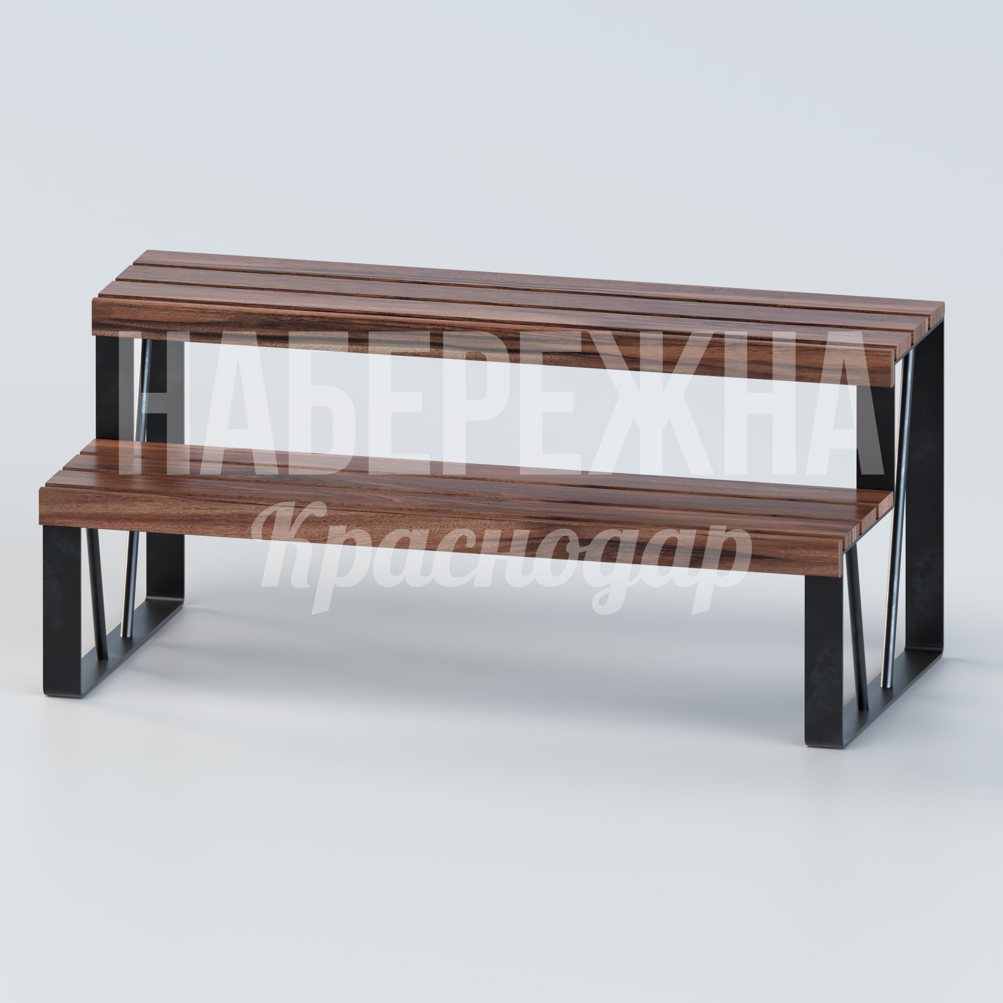 Лавка трибуна Röpsude - купить, 866x1600x750 мм, Металл, Дерево