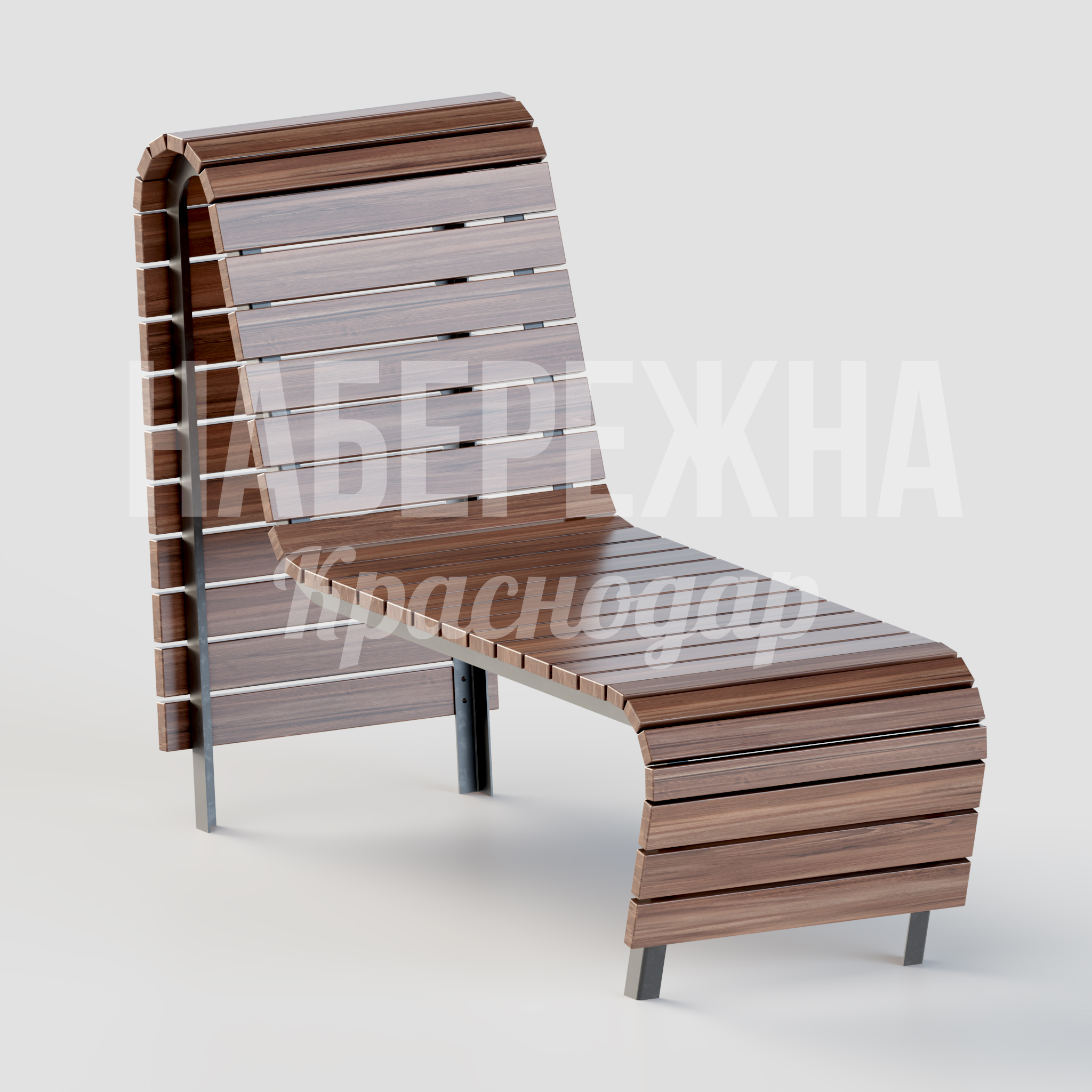 Шезлонг Mufsouco 700x1900x1300 мм. MAF-22.032 Шезлонг с анатомической спинкой из древесно-полимерного композита. Устойчив к влаге и выгоранию. Для зон отдыха.