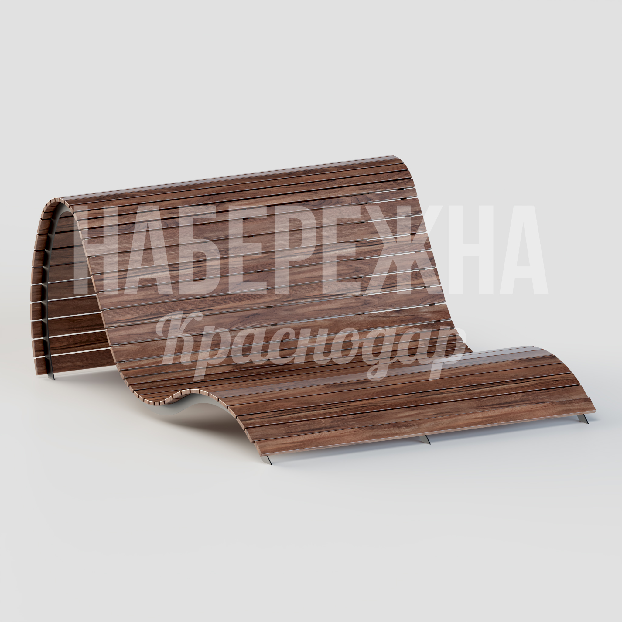 Шезлонг Vuyöo 1800x2170x900 мм. MAF-22.033 Шезлонг с гнутым реечным сиденьем и спинкой. Подходит для зон отдыха, набережных, парков и городских пространств.