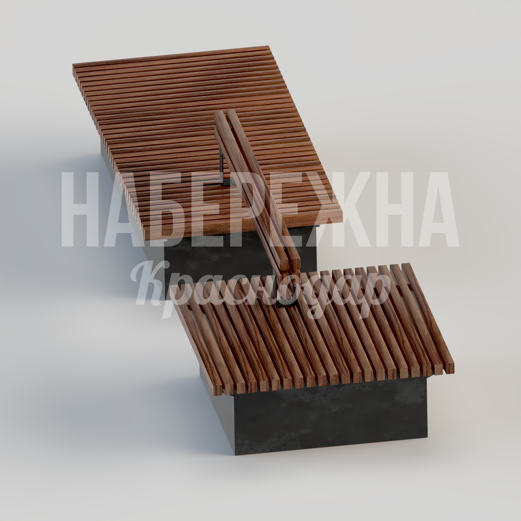 Скамейка Öovruud - купить, 1200x3900x700 мм, Металл, Дерево