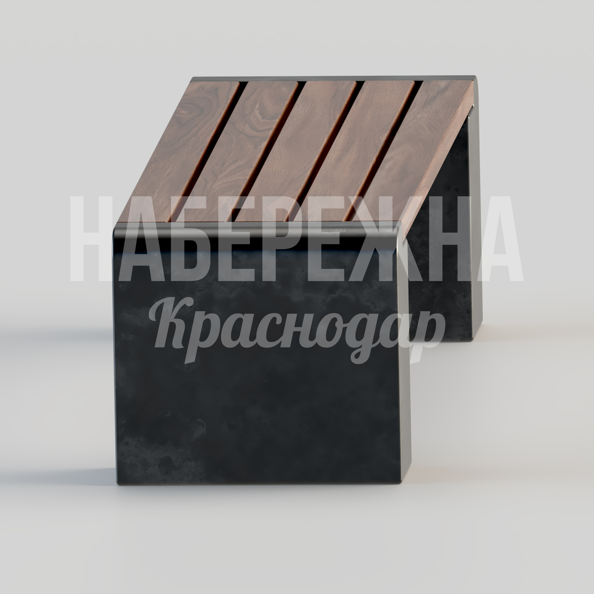 Лавочка Ovokti — купить, MAF-22.050 | Набережна Лавочка Ovokti - купить, 500x1700x450 мм, Бетон, Дерево