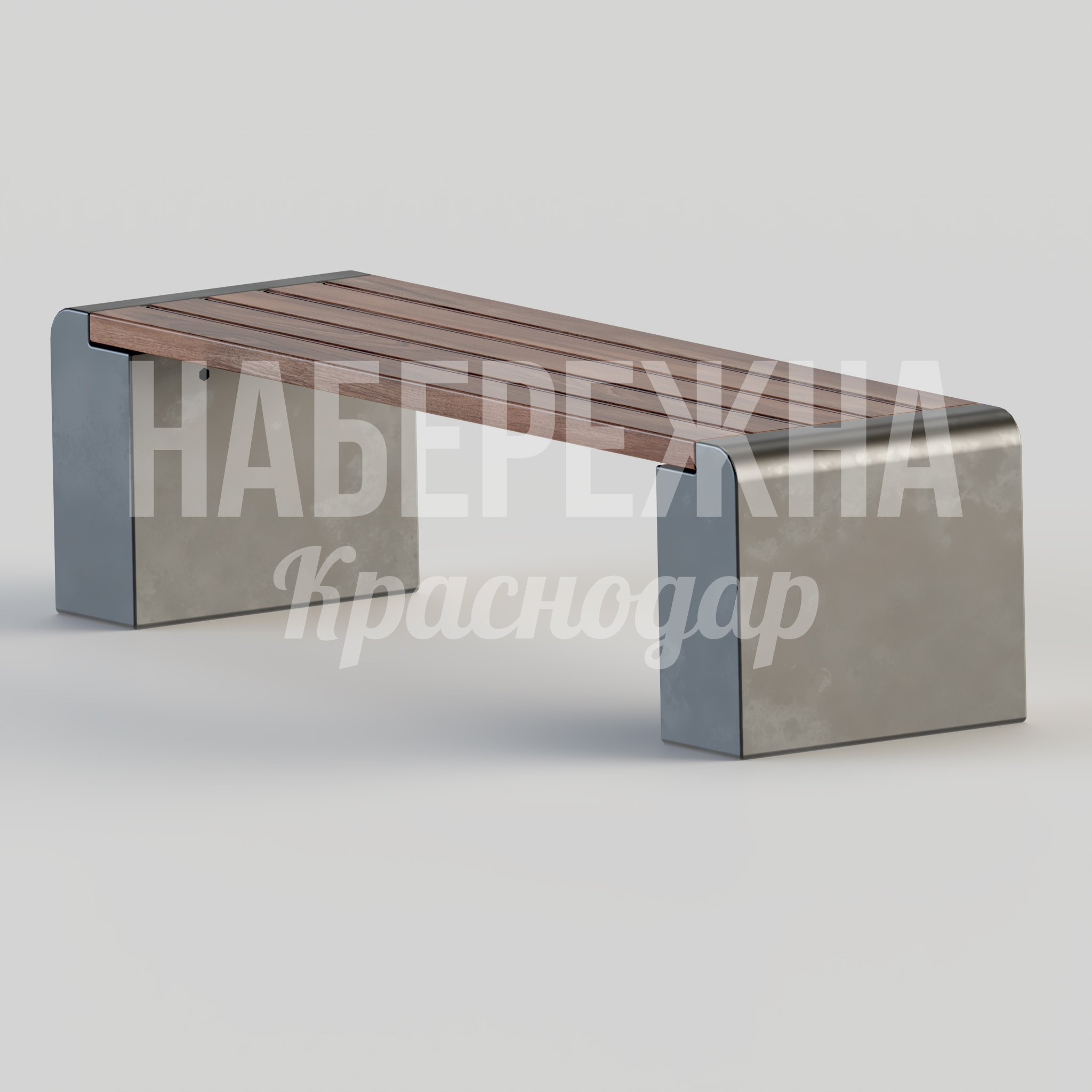 Лавочка Ovokti — купить, MAF-22.050 | Набережна Лавочка Ovokti 500x1700x450 мм. MAF-22.050 Лавочка с металлическими опорами и деревянным сиденьем. Комбинированная конструкция для парков и скверов.