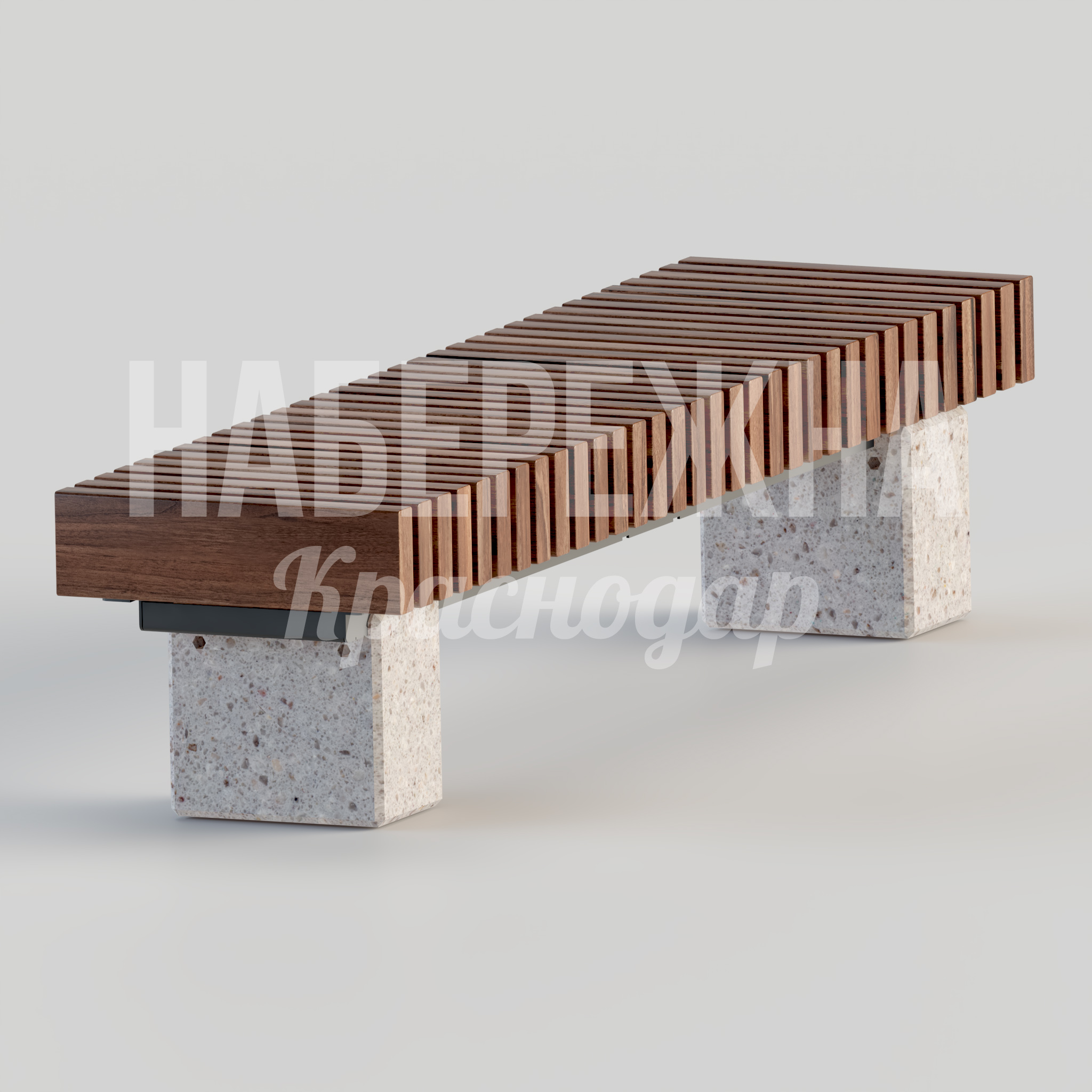 Лавочка Jonukrav — купить, MAF-22.054 | Набережна Лавочка Jonukrav 500x2000x450 мм. MAF-22.054 Скамейка с реечным сиденьем на бетонных опорах. Вандалоустойчивая конструкция. Не требует обслуживания.