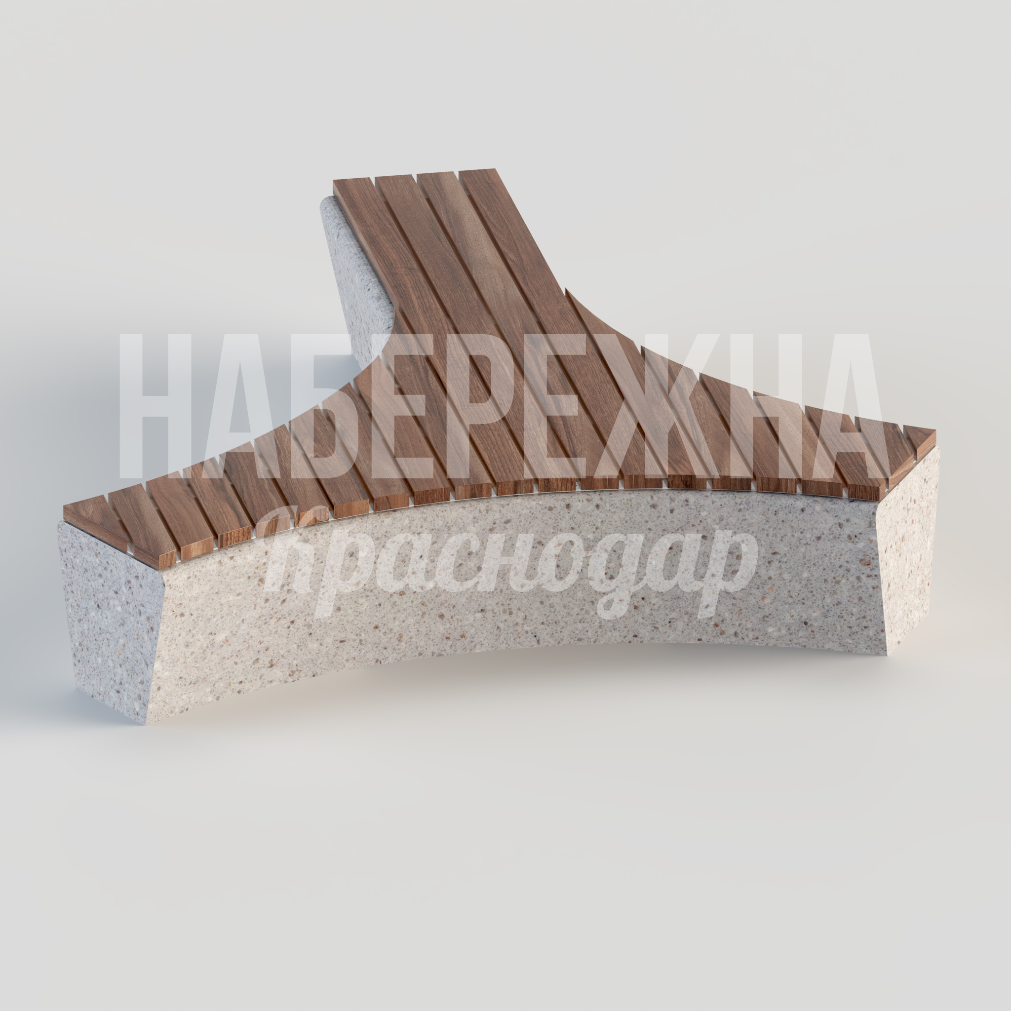 Лавочка Yemdiad — купить, MAF-22.058 | Набережна Лавочка Yemdiad - купить, 1930x2370x460 мм, Бетон, Дерево