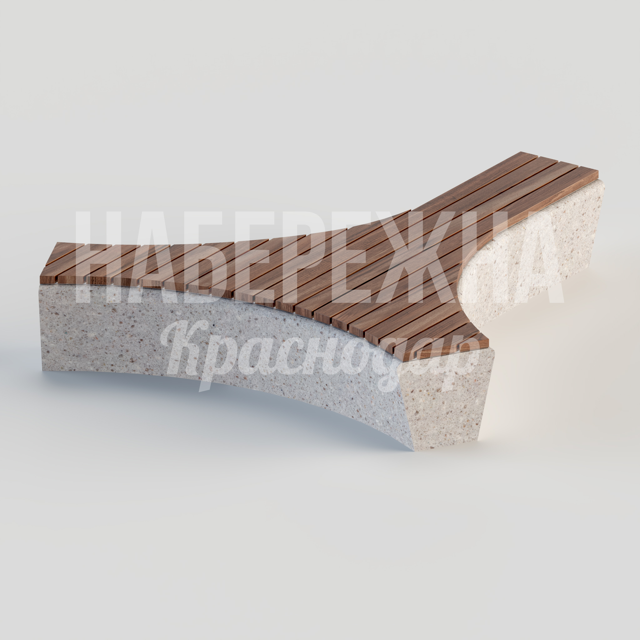 Лавочка Yemdiad — купить, MAF-22.058 | Набережна Лавочка Yemdiad 1930x2370x460 мм. MAF-22.058 Скамейка с изогнутой формой из деревянных ламелей на бетонном каркасе для парков и общественных пространств.