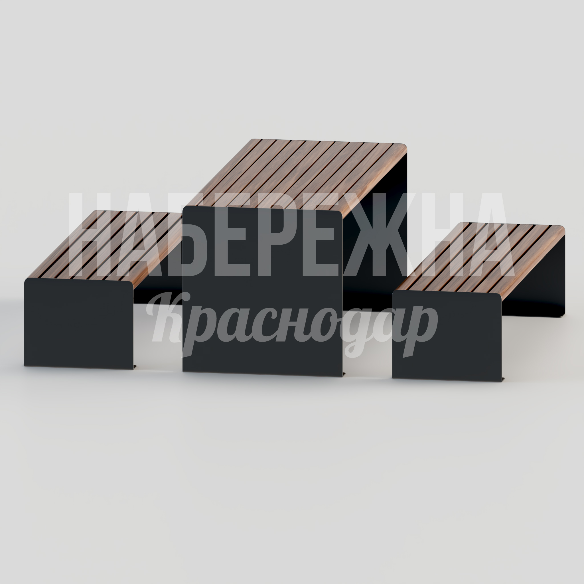 Парковый стол с лавочками Oruo - заказать, Парковые столы, Металл, Дерево