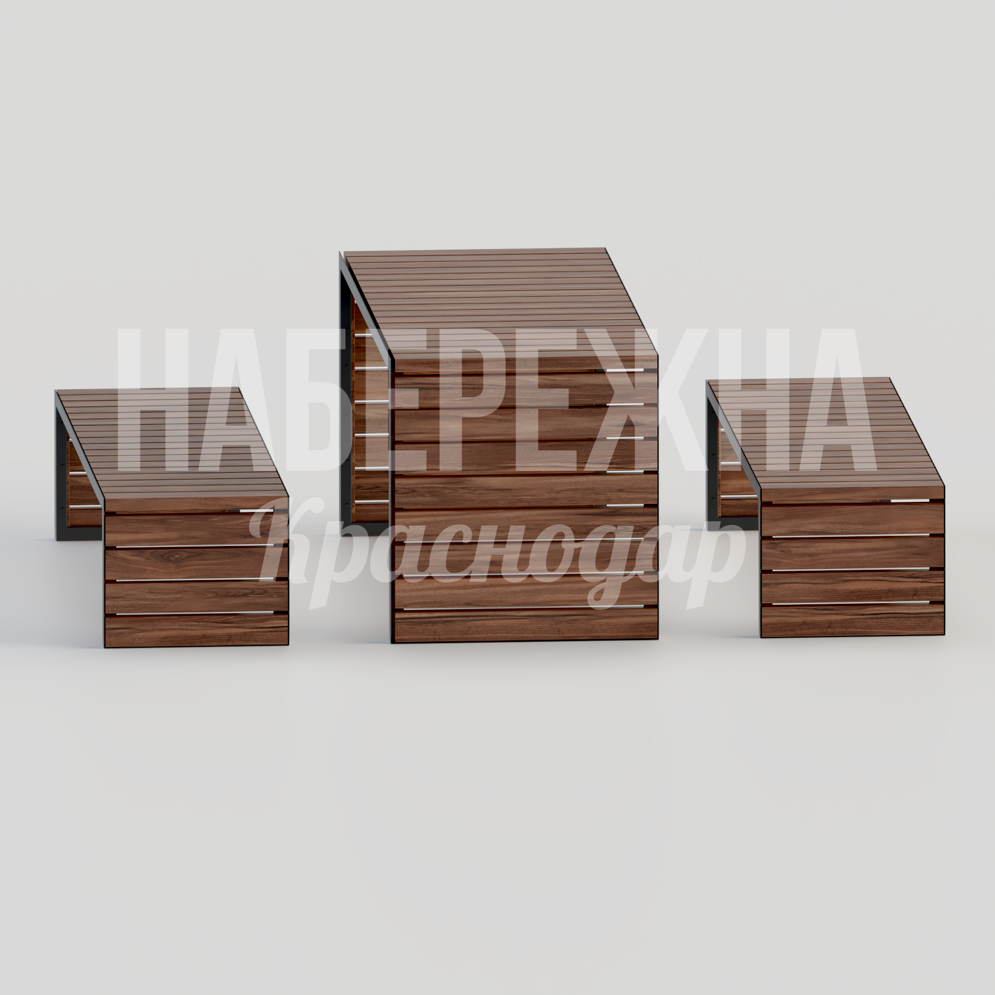 Парковый стол с лавочками Uåb — купить, MAF-22.087 | Набережна Парковый стол с лавочками Uåb - купить, 1800x2500x850 мм, Металл, Дерево