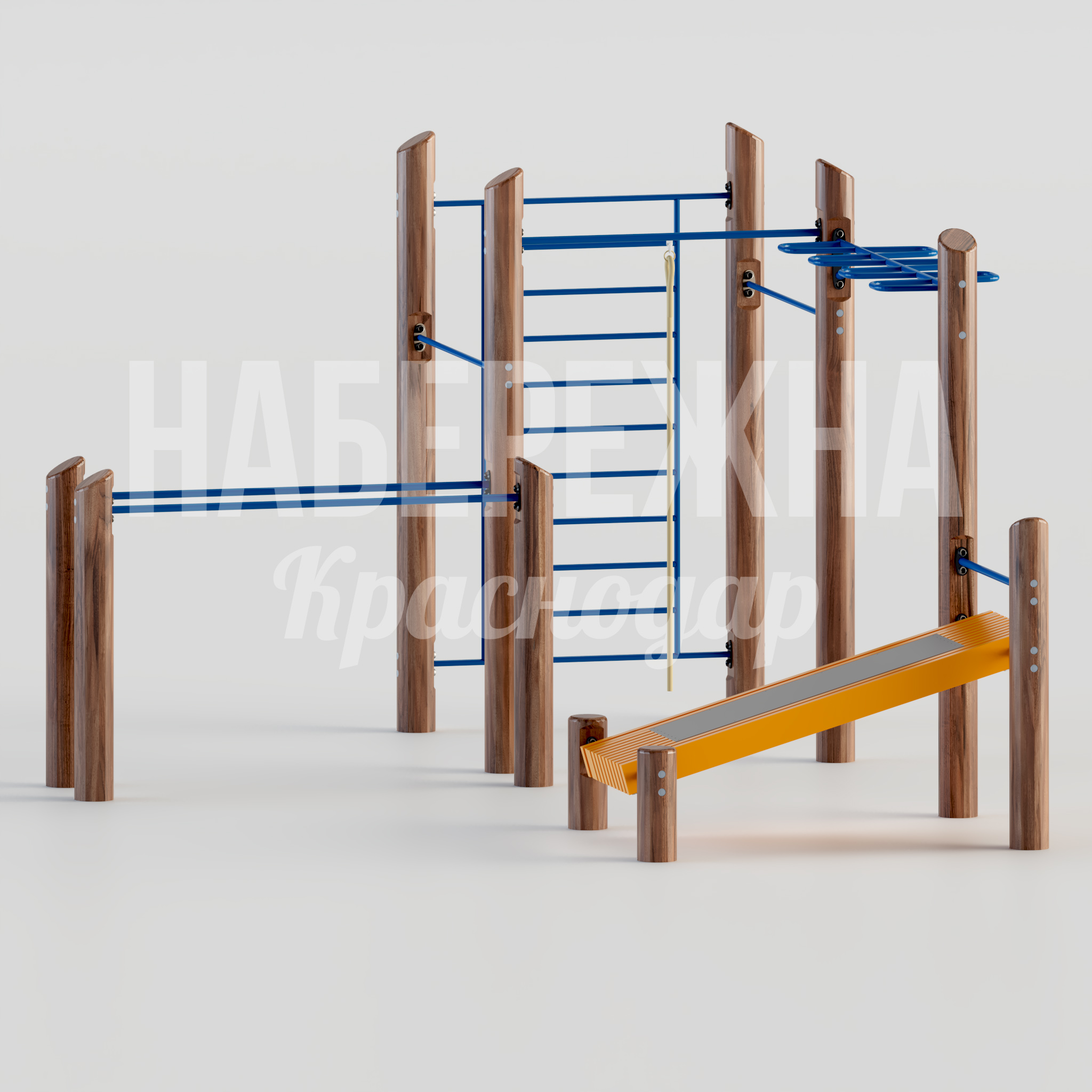 Спортивный комплекс Lesetål - заказать, Воркаут, Металл, Дерево