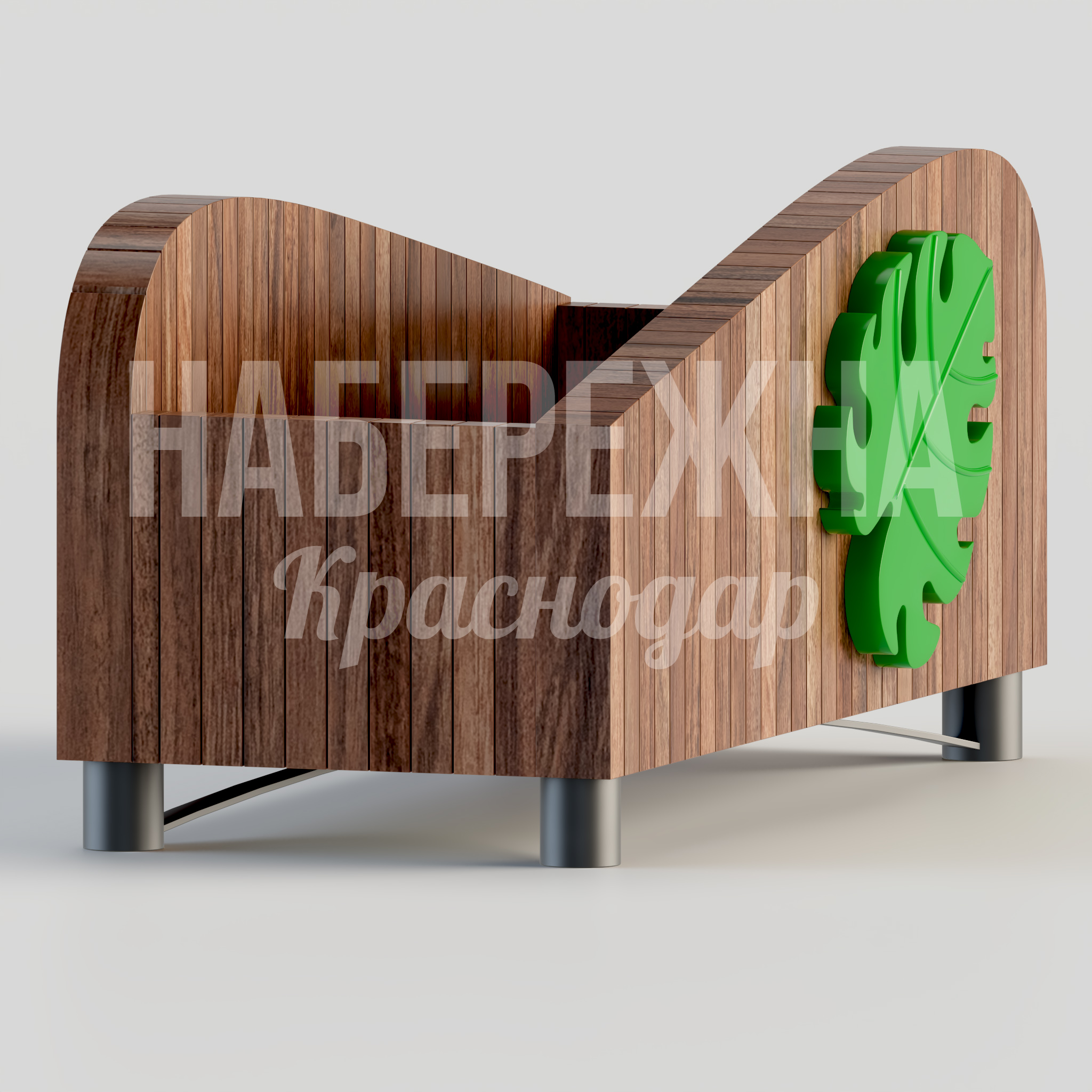 Цветочница Forgu Monstera Plant 890x1800x880 мм. MAF-22.142 Цветочница с декоративным листом монстеры. Деревянная облицовка и металлический каркас. Выделит зону отдыха.