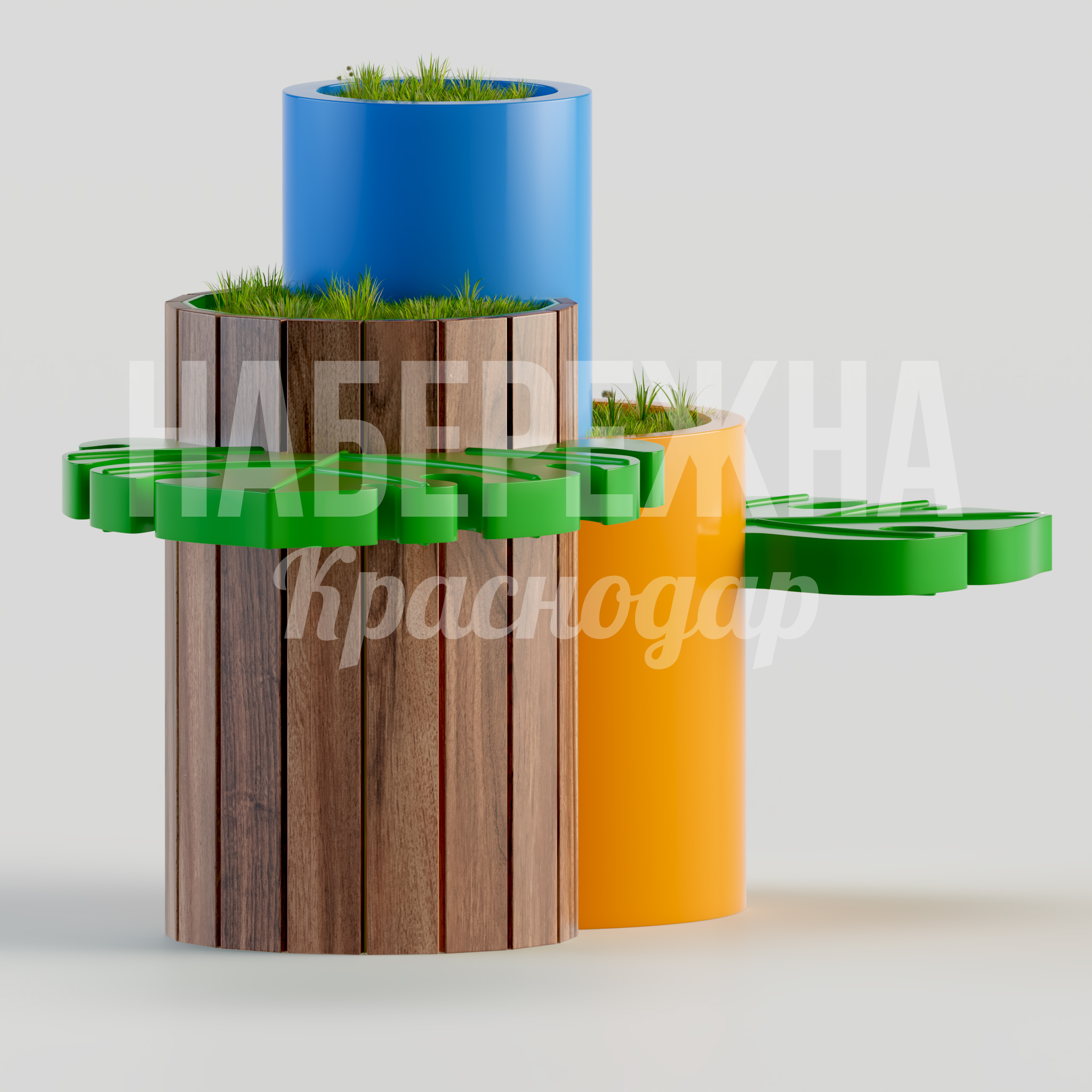 Цветочница Tekibve Monstera Plant - купить, 1150x2000x1250 мм, Дерево, Искусственная трава, Стеклопластик