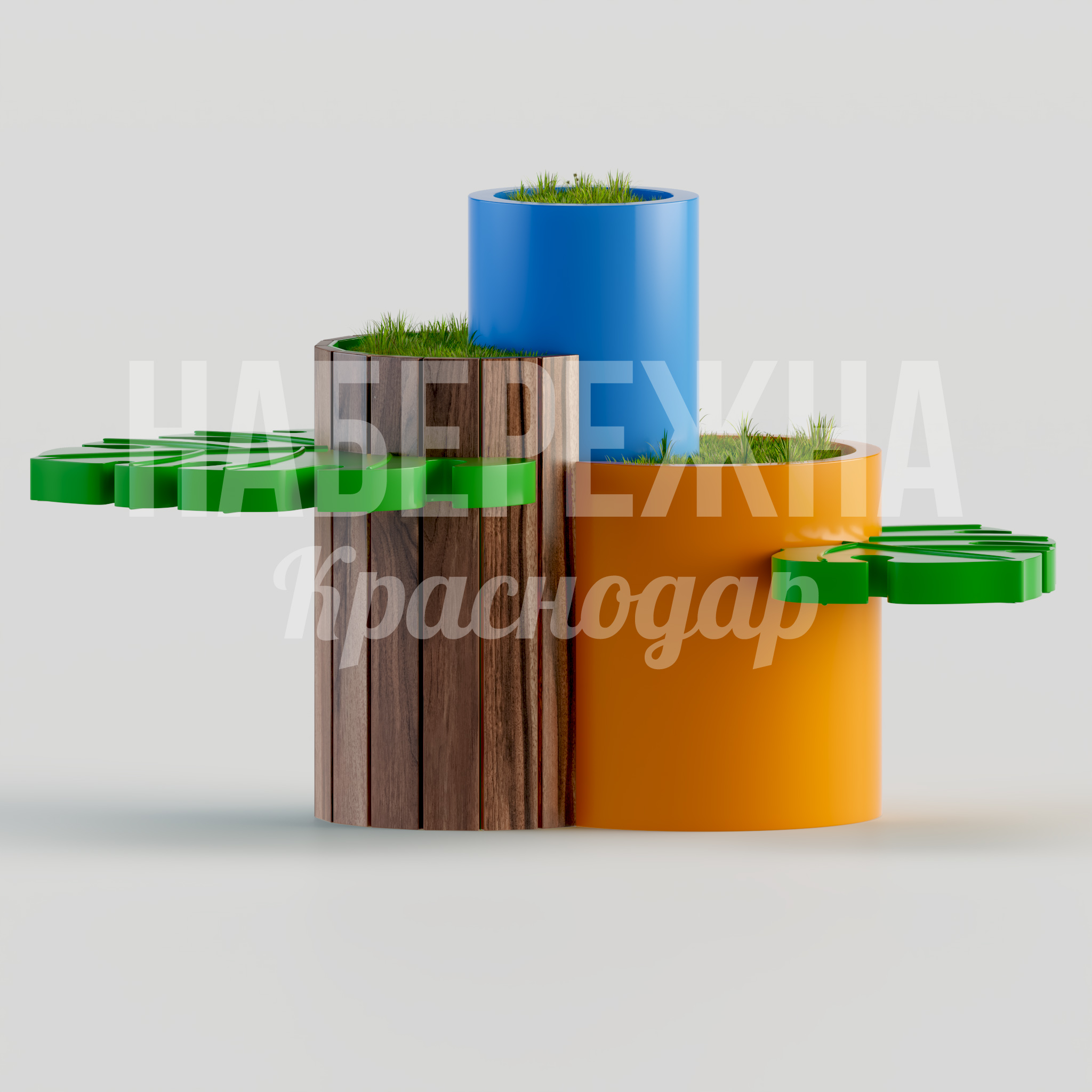 Цветочница Tekibve Monstera Plant - заказать, Вазоны и цветочницы, Дерево, Искусственная трава, Стеклопластик