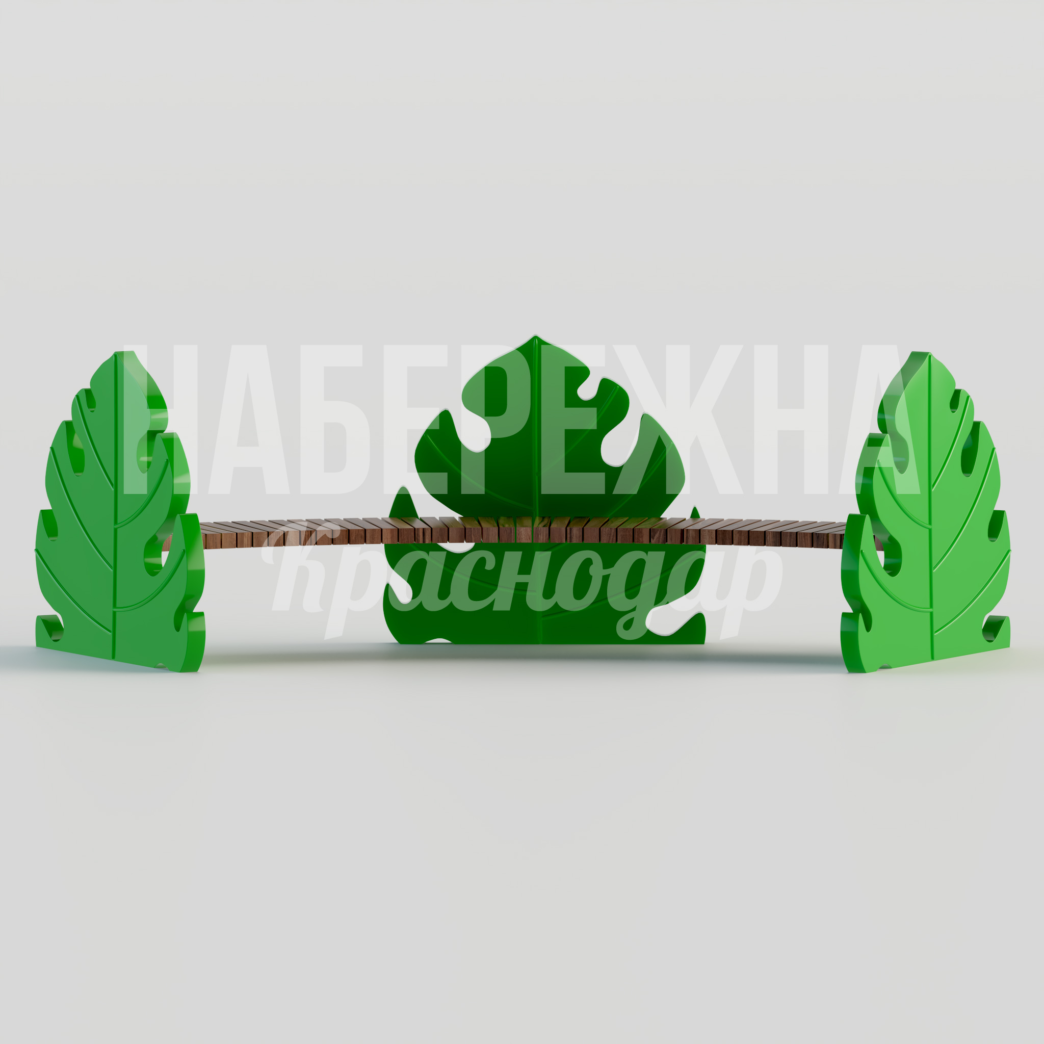 Лавочка Conyovte Monstera Plant — купить, MAF-22.144 | Набережна Лавочка Conyovte Monstera Plant - купить, 1300x3830x1200 мм, Дерево, Стеклопластик