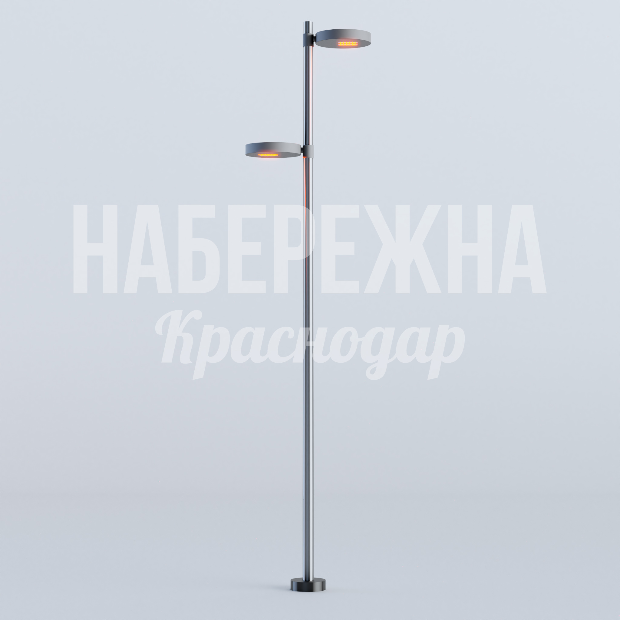 Фонарь Vicpi 500x1130x5100 мм. MAF-22.678 Фонарь с двумя светильниками на регулируемых кронштейнах для равномерного освещения парков и площадей.