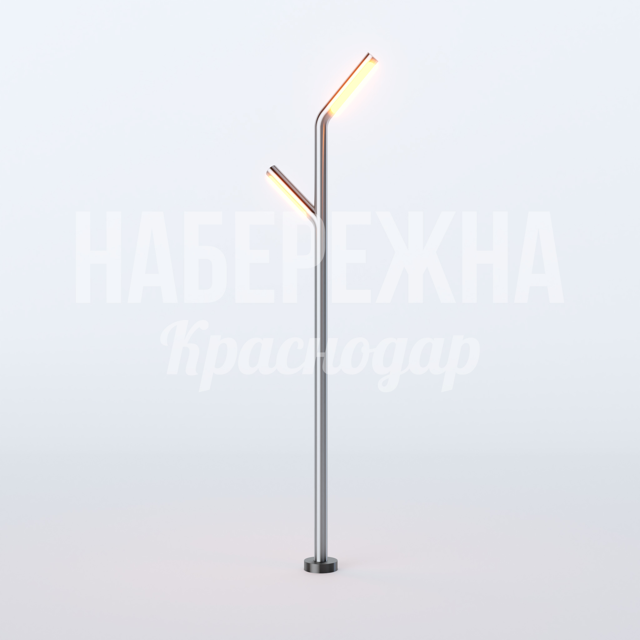 Фонарь Eahfelca 330x1200x5000 мм. MAF-22.700 Уличный фонарь с двухрожковой конструкцией и LED-подсветкой для эффективного освещения парковых зон и тротуаров.