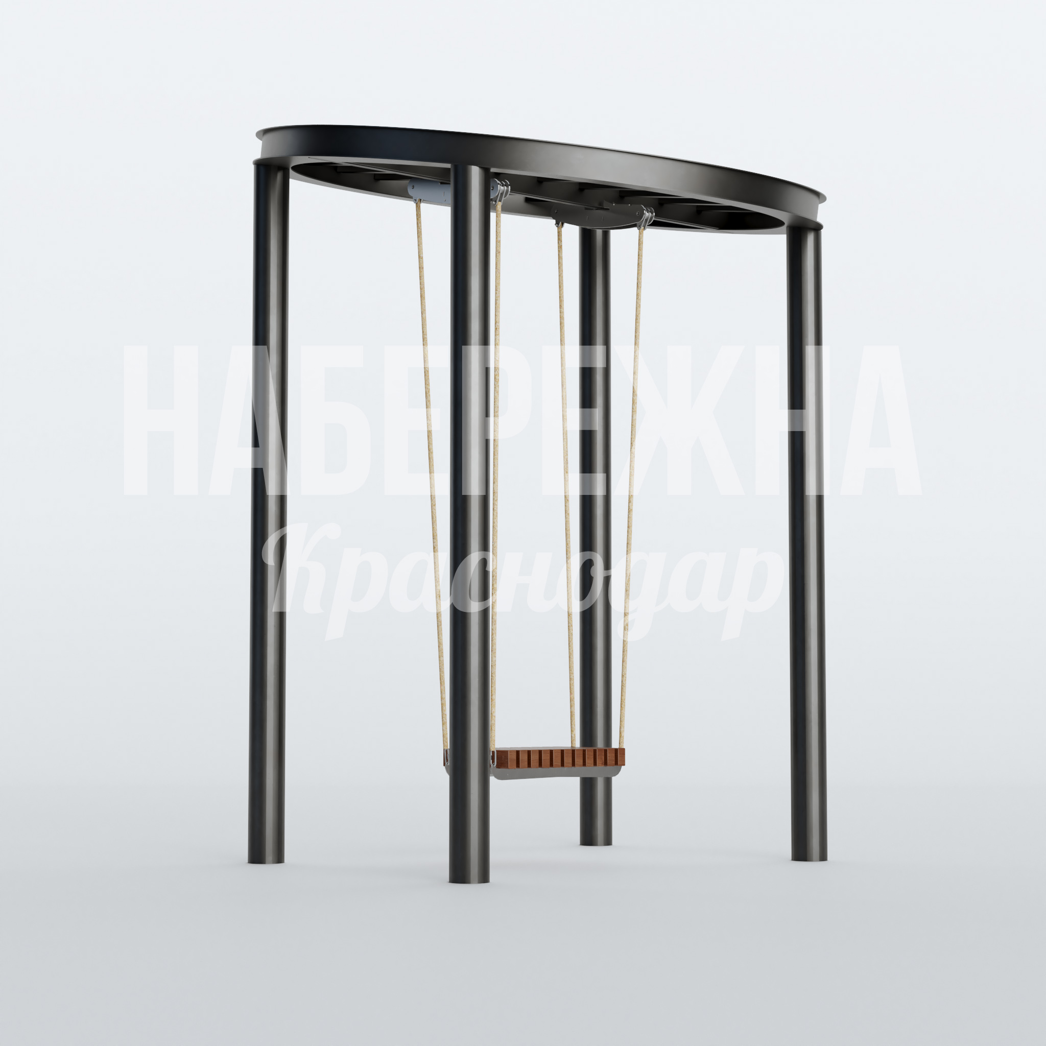 Качели Åkciche 2550x2570x3310 мм. MAF-22.751 Качели с навесом из металлического каркаса и деревянным сиденьем. Защита от осадков и комфорт для посетителей парков.