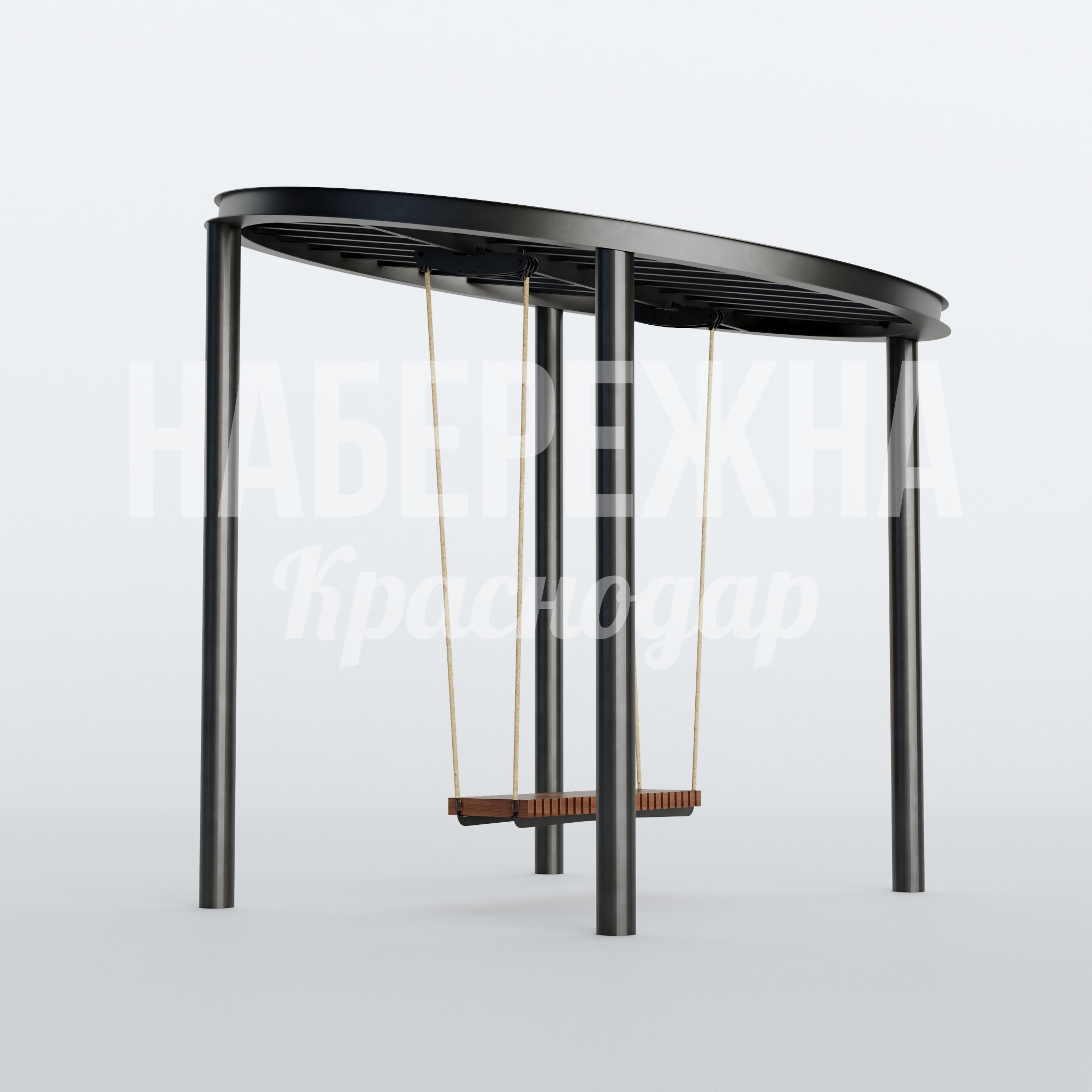 Качели Tåm 3600x3585x3400 мм. MAF-22.752 Качели с навесом на четырех опорах и двумя сиденьями. Защита от солнца и дождя для комфортного отдыха.