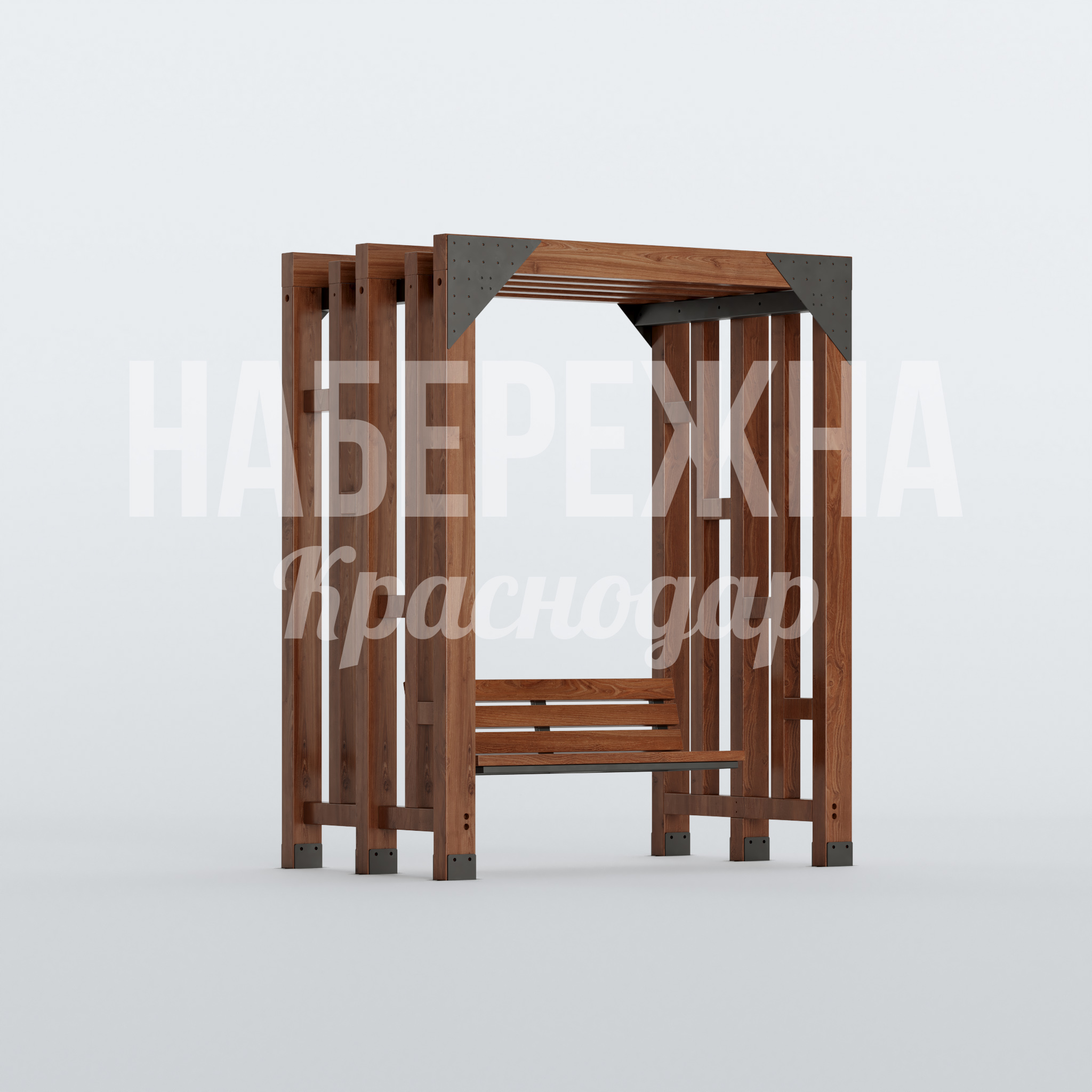 Качели Get 1200x2080x2500 мм. MAF-22.760 Качели с навесом и широким сиденьем для зон отдыха. Защита от солнца, устойчивая конструкция для парков.