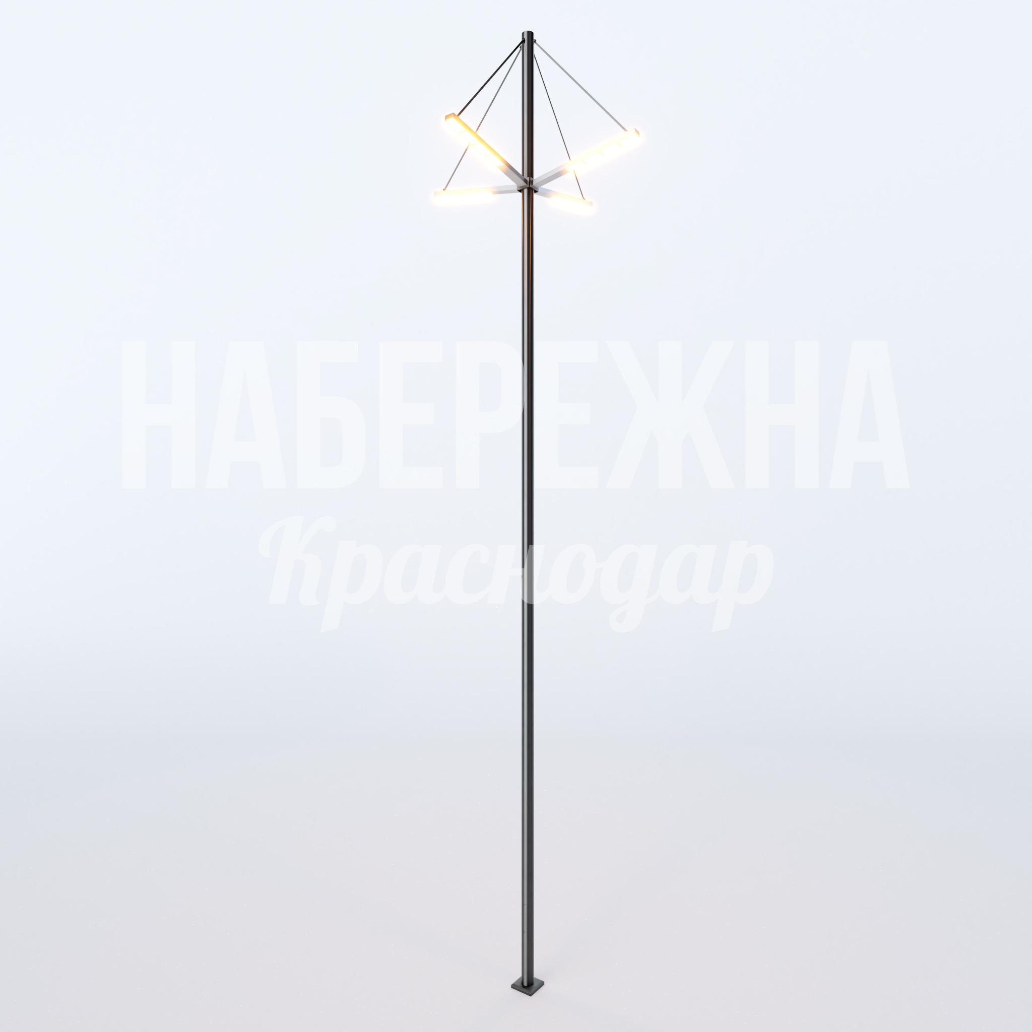 Фонарь Veujvi 2500x2500x10000 мм. MAF-22.766 Фонарь с геометрическим плафоном и LED-подсветкой. Высота 10 м. Подходит для парков и площадей.