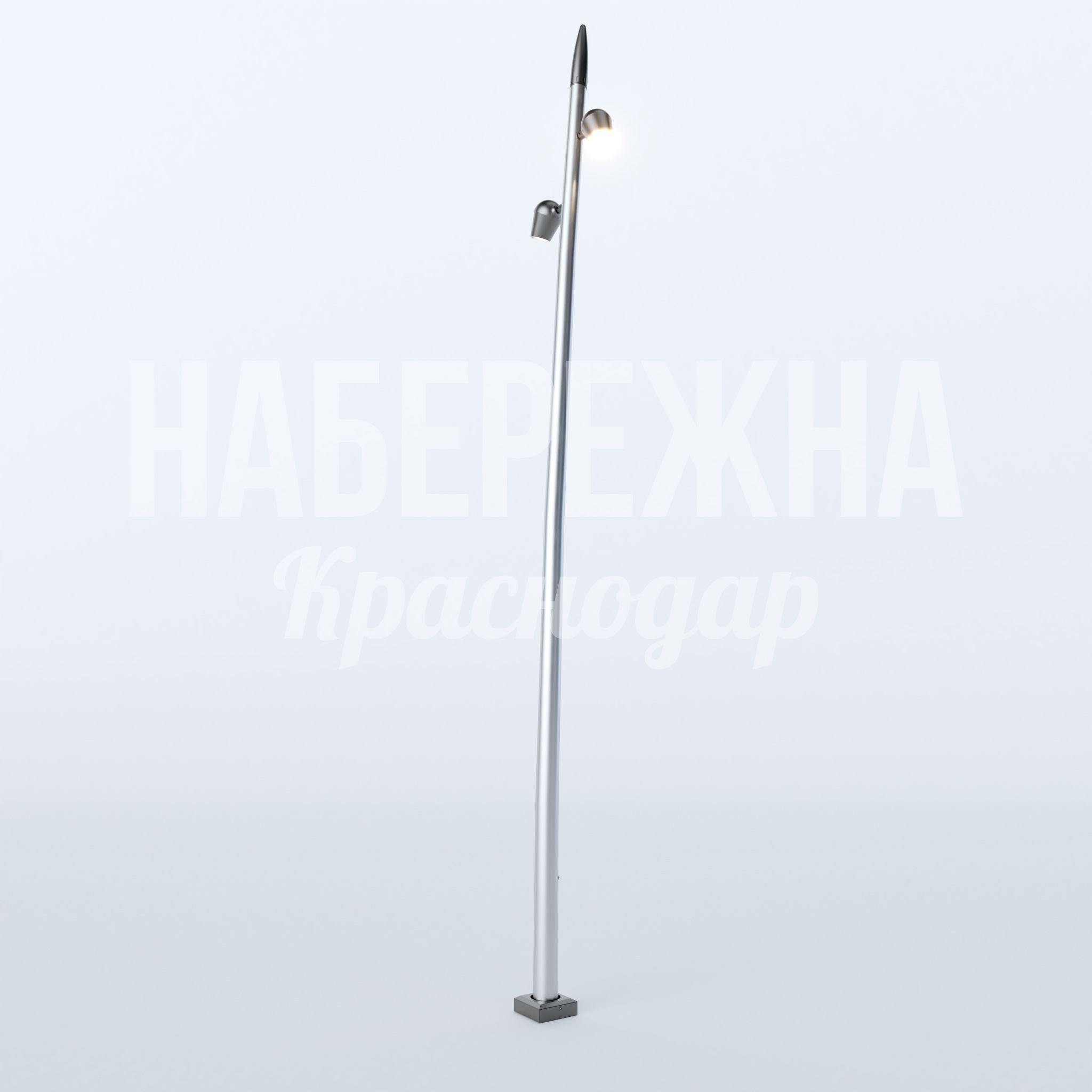 Фонарь Ölva 600x190x4300 мм. MAF-22.776 Фонарь уличный с двумя светильниками на опоре 4,3 м, обеспечивает качественное освещение парков и площадей.