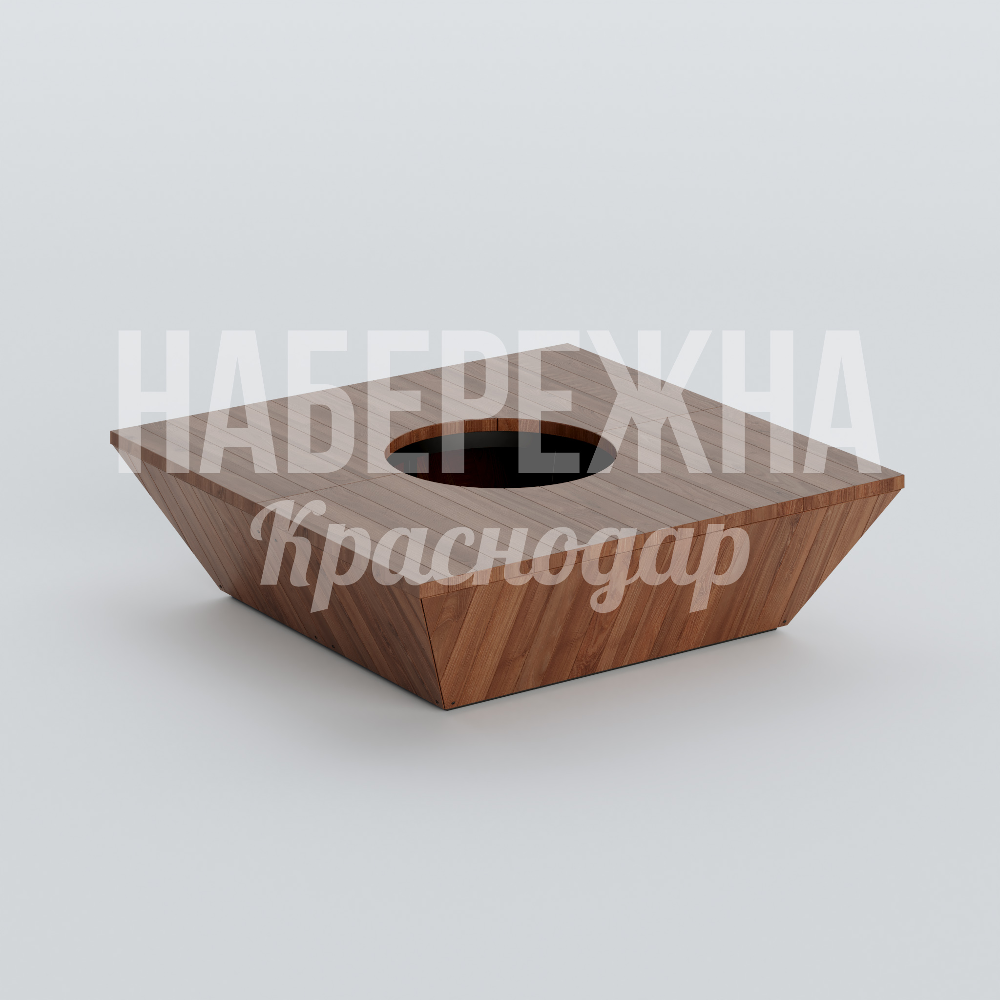 Лавочка Teökå — купить, MAF-22.796 | Набережна Лавочка Teökå 1600x1600x450 мм. MAF-22.796 Лавочка с геометрическим дизайном и центральным кашпо для озеленения. Устойчива к нагрузкам и осадкам.