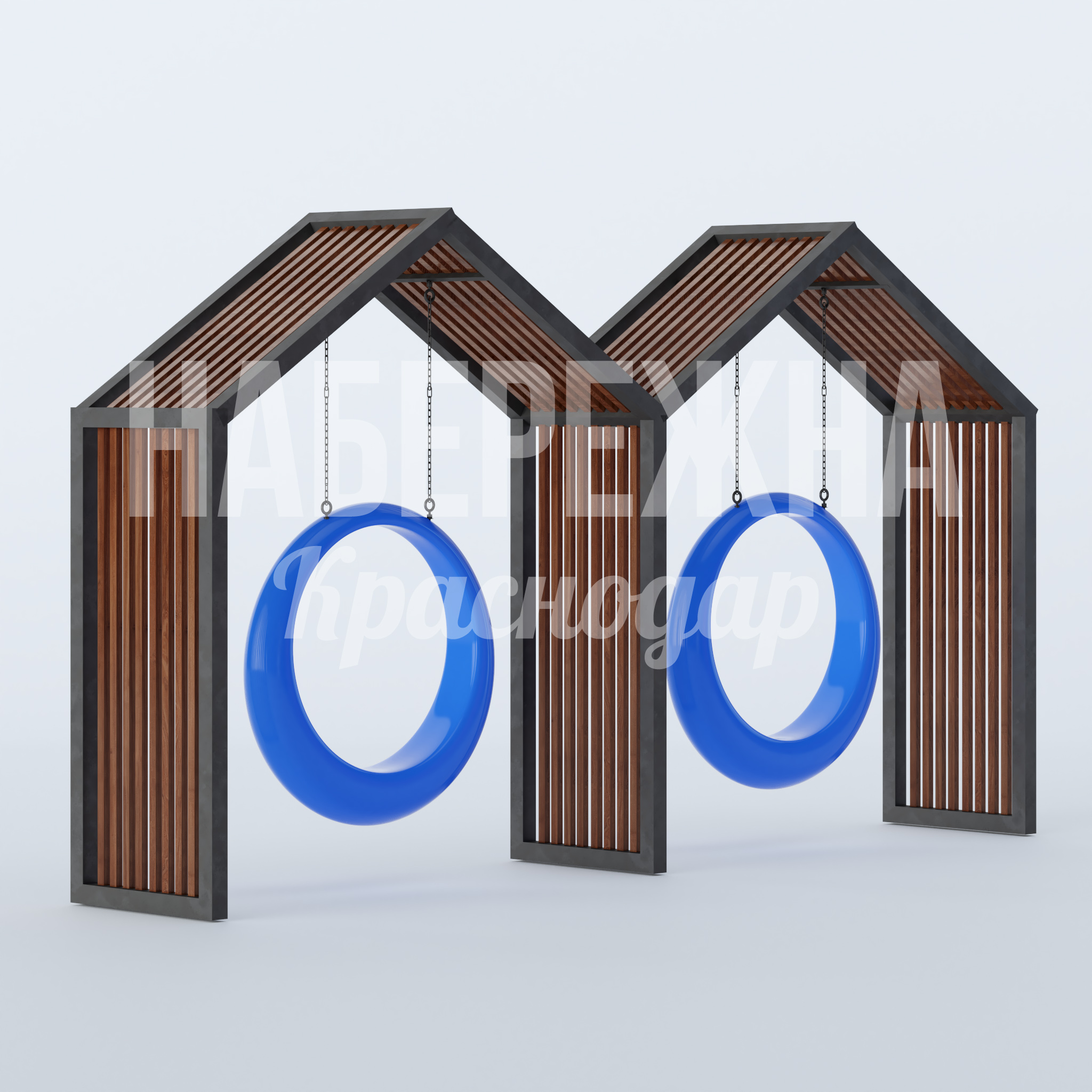 Качели Uik — купить, MAF-22.826 | Набережна Качели Uik 1000x5700x3200 мм. MAF-22.826 Качели с домиками из реек и цепными подвесами. Два сидения на прочной раме для детских площадок и парков.