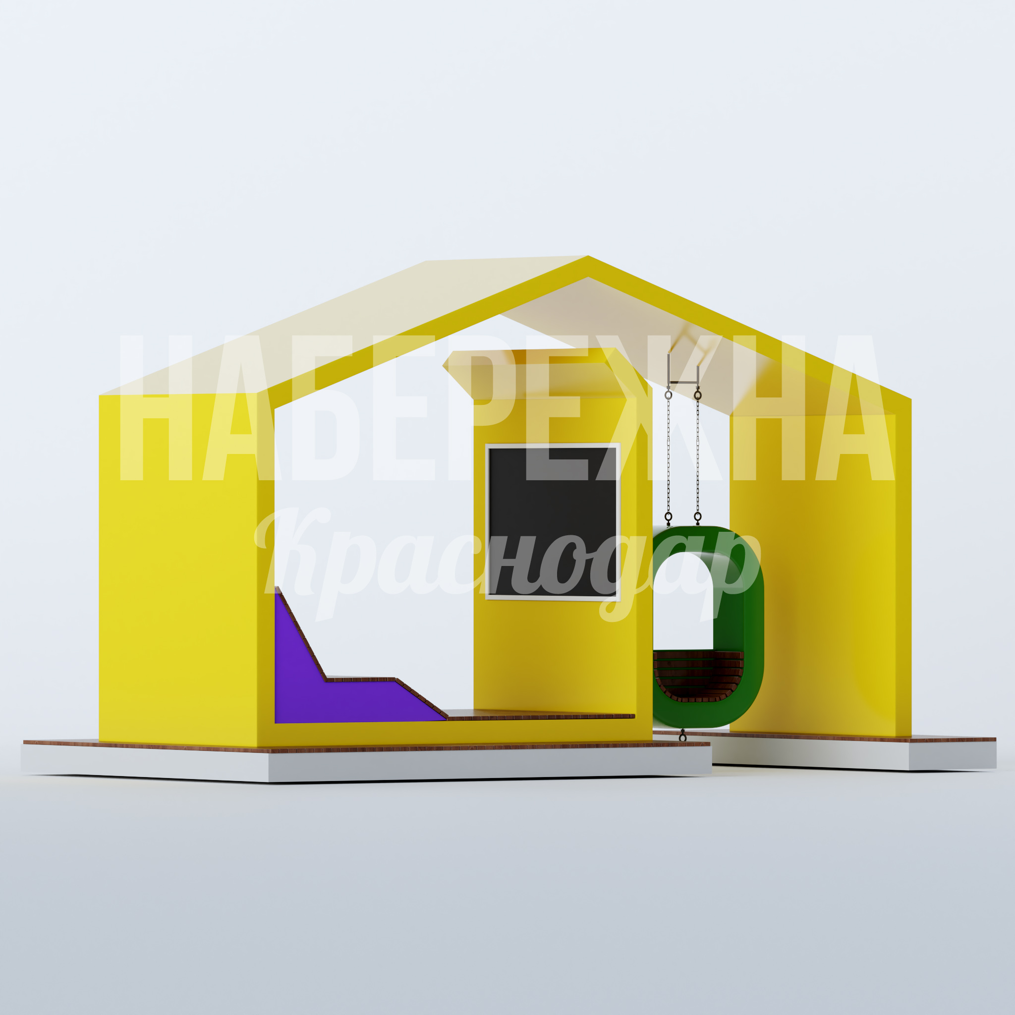 Качели Ömfoluå 3320x6360x3750 мм. MAF-22.853 Качели с защитным навесом и двумя сиденьями. Усиленная конструкция для активного использования в парках и скверах.