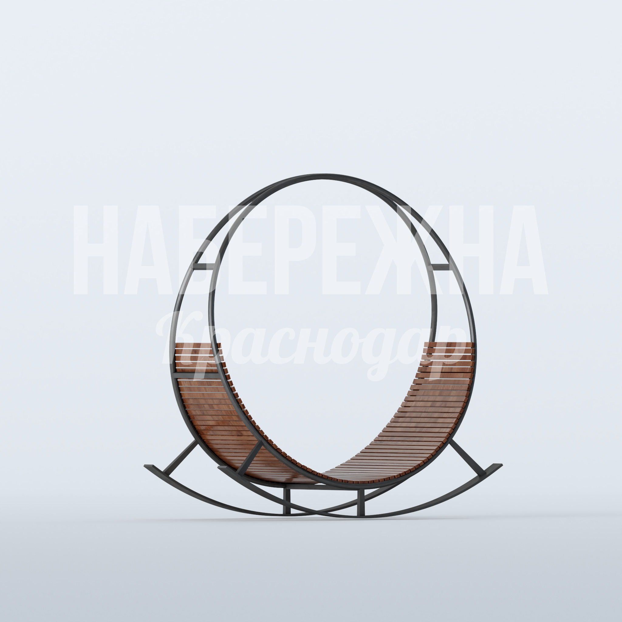 Качели Badmu 800x1820x1850 мм. MAF-22.856 Качели круглой формы с деревянными планками на металлокаркасе. Для двух человек. Выдерживают высокие нагрузки.