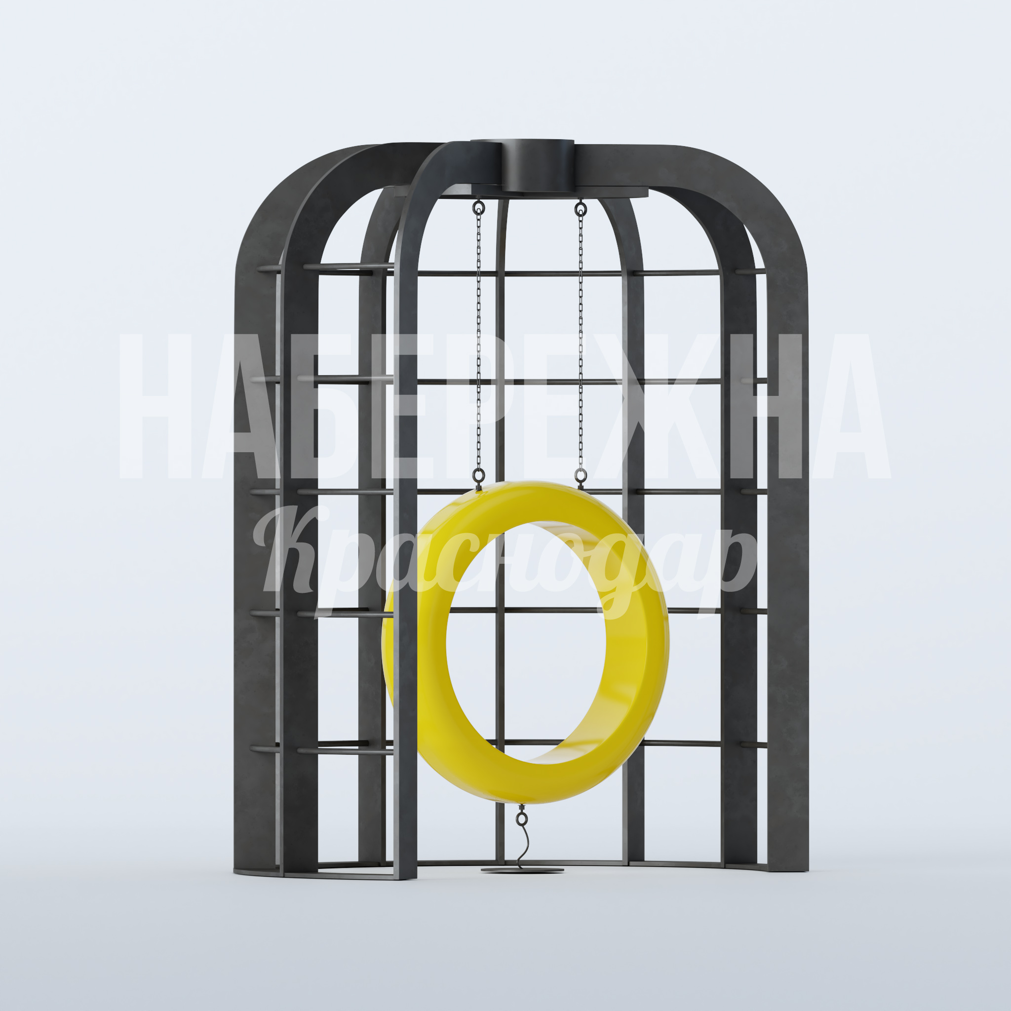 Качели Actuc 2100x2750x3500 мм. MAF-22.866 Качели с прочным металлическим каркасом и износостойким сиденьем. Безопасная конструкция для детских площадок.