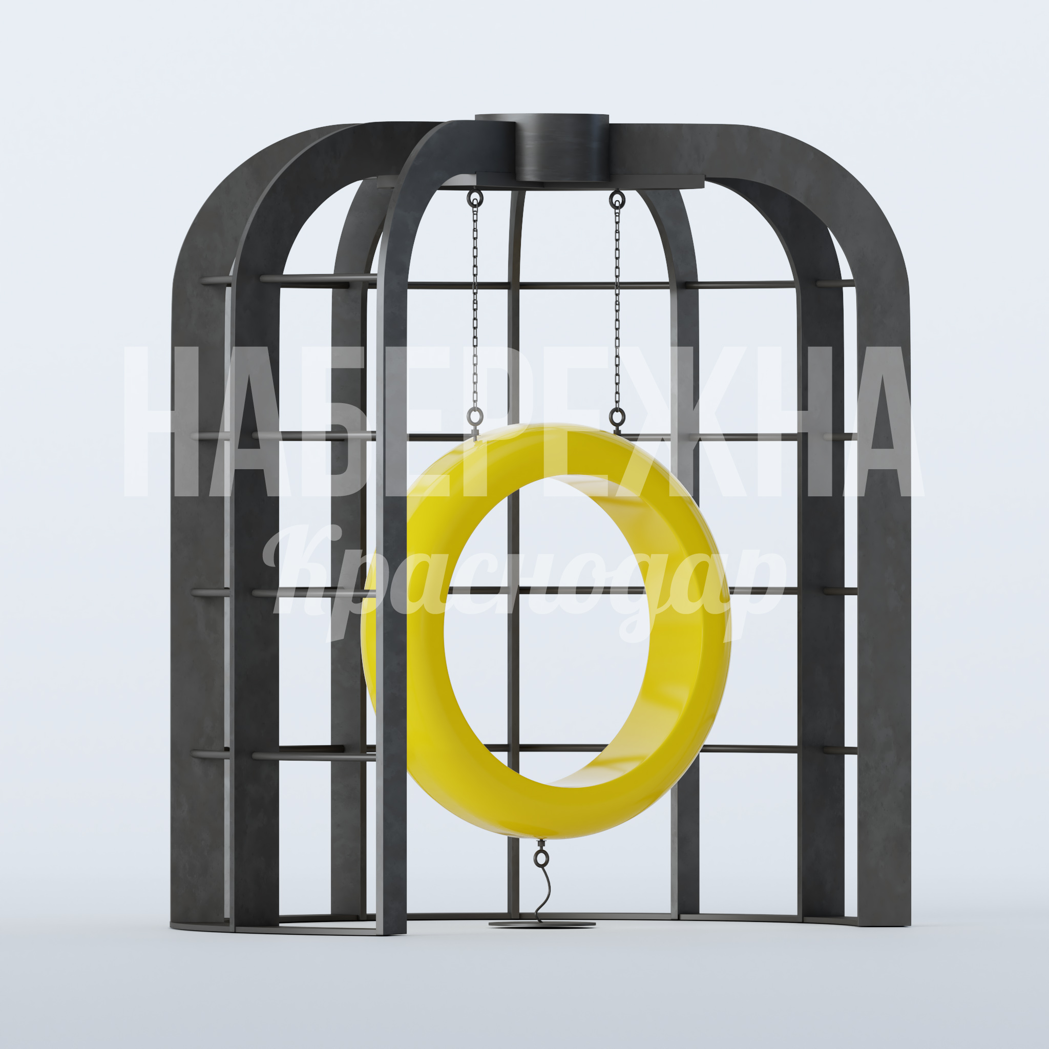 Качели Ofgi 2100x2760x3000 мм. MAF-22.867 Качели с арочной конструкцией и яркими сиденьями для детских площадок. Выдерживают интенсивную нагрузку.