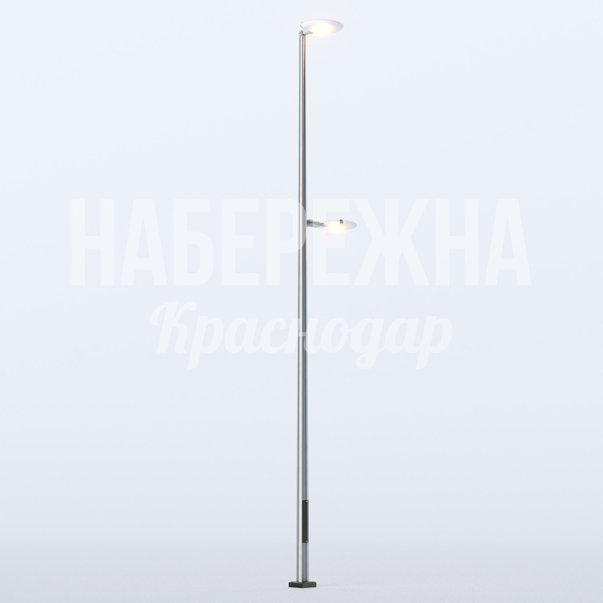 Фонарь Påö 800x1000x6200 мм. MAF-22.893 Фонарь с двухуровневой системой освещения: верхний светильник для проезжей части, боковой для пешеходных зон.