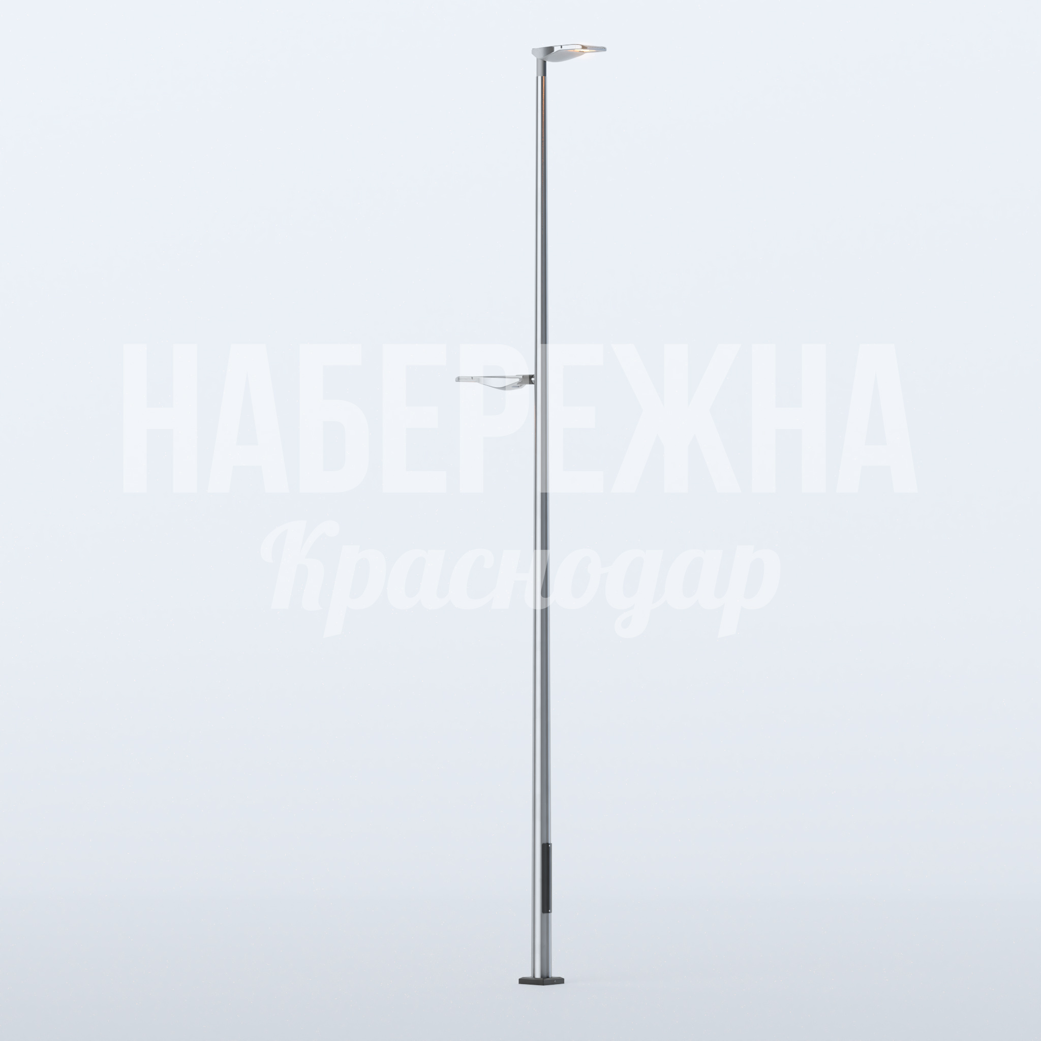 Фонарь Ågca 1200x300x6200 мм. MAF-22.908 Фонарь с двухуровневым освещением и усиленной опорой. Обеспечивает равномерный свет на площадях и в парках.