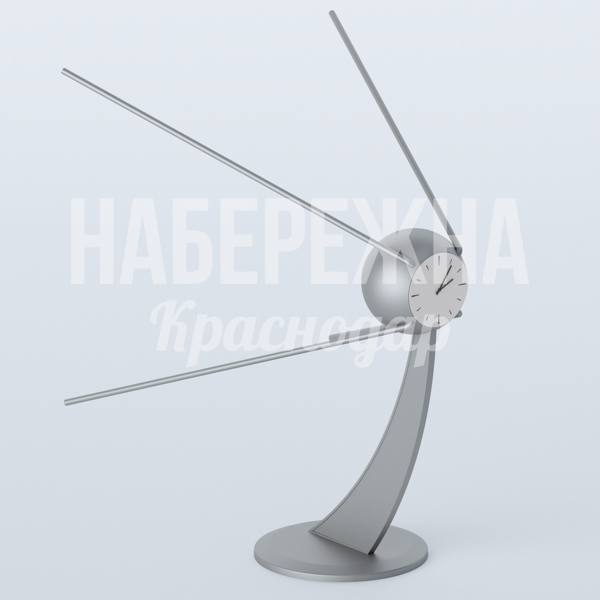 Арт объект "Sputnik 1" с часами - купить, 2650x2870x3720 мм, Металл