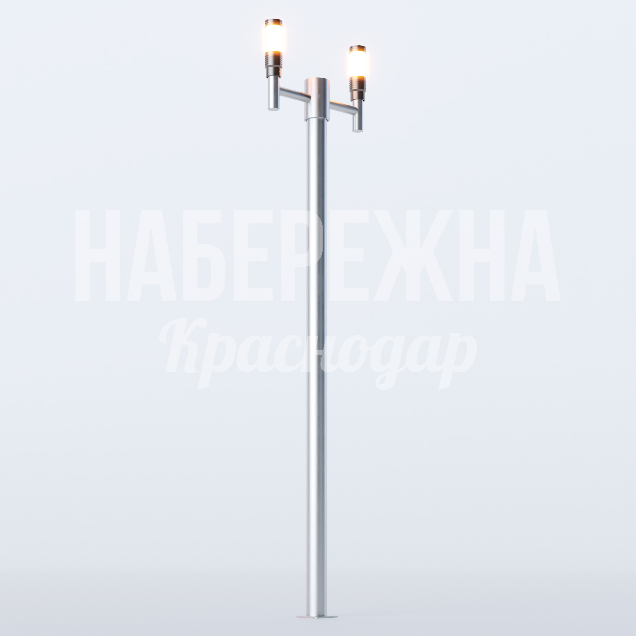 Фонарь Eijikji 170x700x3000 мм. MAF-23.049 Фонарь с тремя плафонами на металлической стойке высотой 3 метра. Обеспечивает яркое освещение пешеходных зон.