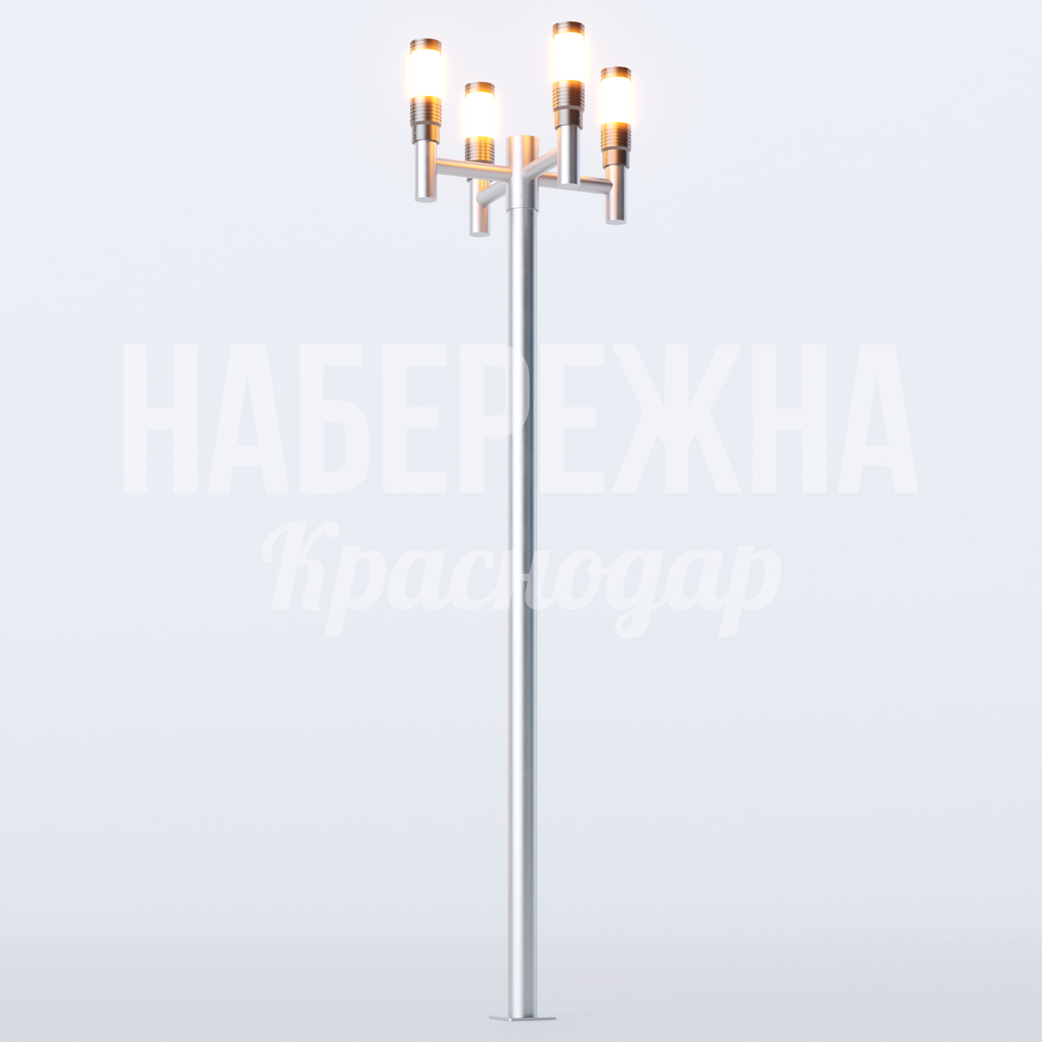 Фонарь Föeyte 700x700x2750 мм. MAF-23.051 Фонарь с 6 светильниками на металлической опоре. Высота 2,75 м обеспечивает освещение больших территорий парков и площадей.