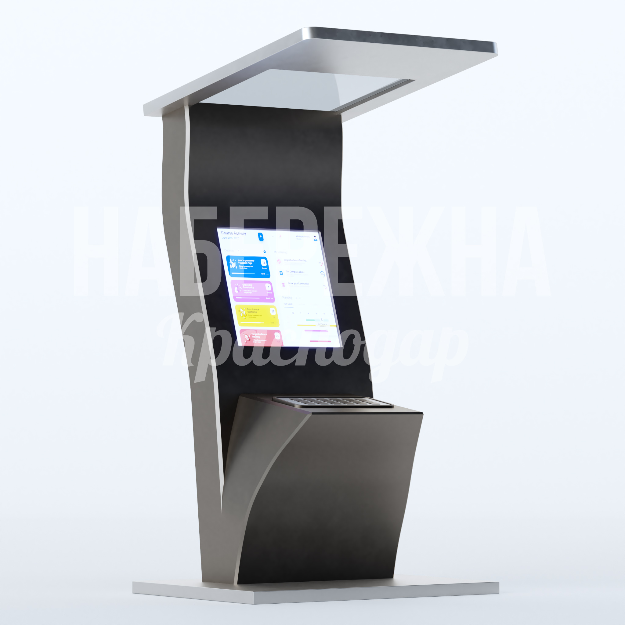 Информационный стенд Söpso 1200x1200x2250 мм. MAF-23.091 Информационный стенд с сенсорным экраном для размещения интерактивного контента в общественных пространствах.