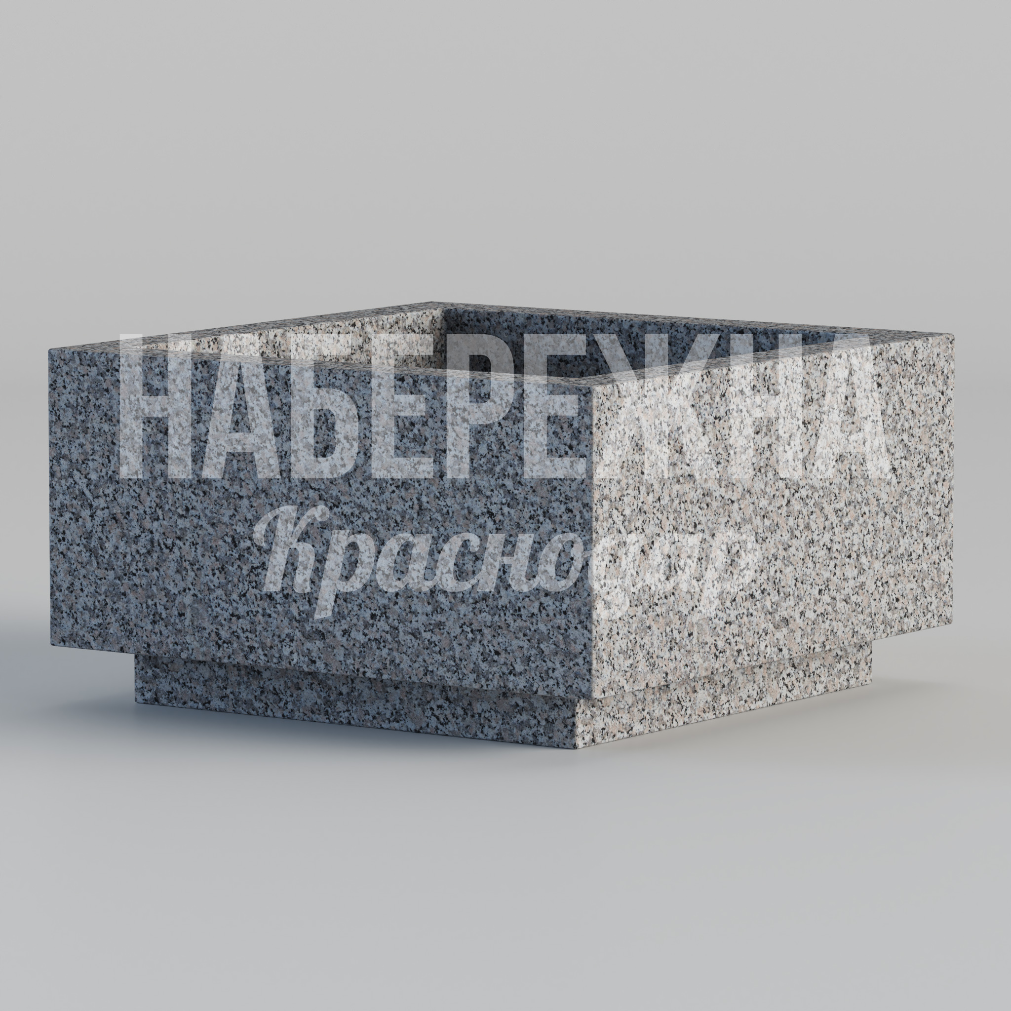 Вазон Uce 1100x1100x600 мм. MAF-23.141 Вазон квадратной формы с двухцветной отделкой под гранит. Вместительный объём для высадки крупных растений и кустарников.
