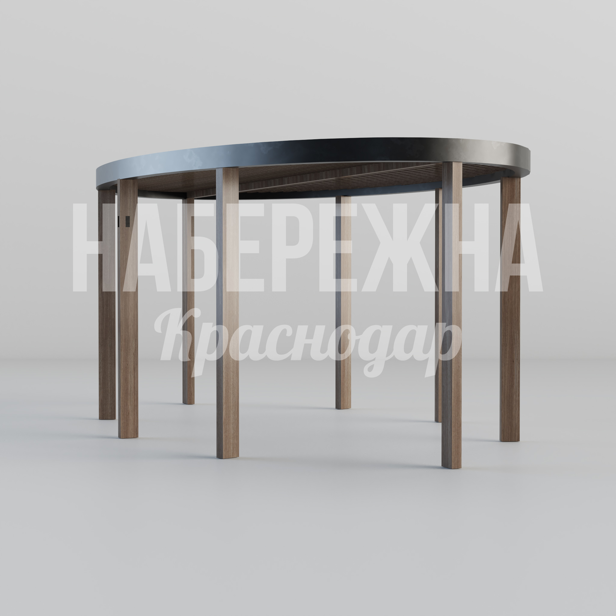 Пергола Netki 15000x10500x3000 мм. MAF-23.153 Пергола с металлическим каркасом и деревянными рейками. Защищает от солнца, создаёт зоны отдыха в парках.