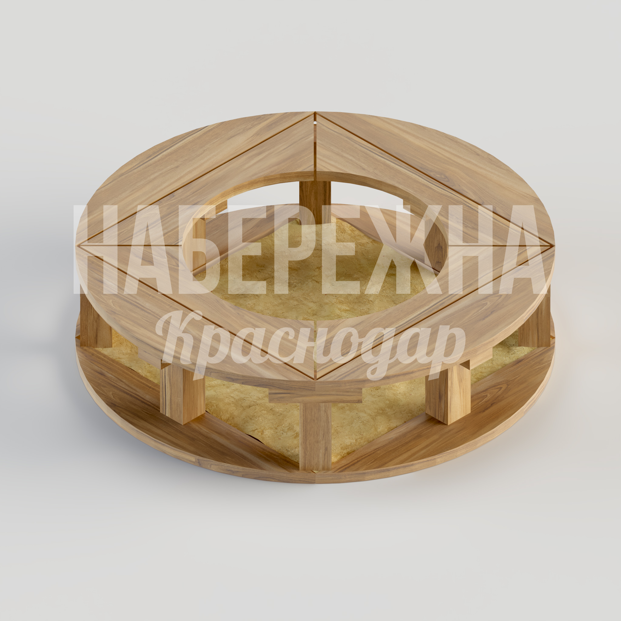 Песочница Seg 1800x1800x400 мм. MAF-23.165 Песочница с защитной крышкой и каркасом из дерева. Вместительная зона для игр, защита песка от загрязнений.